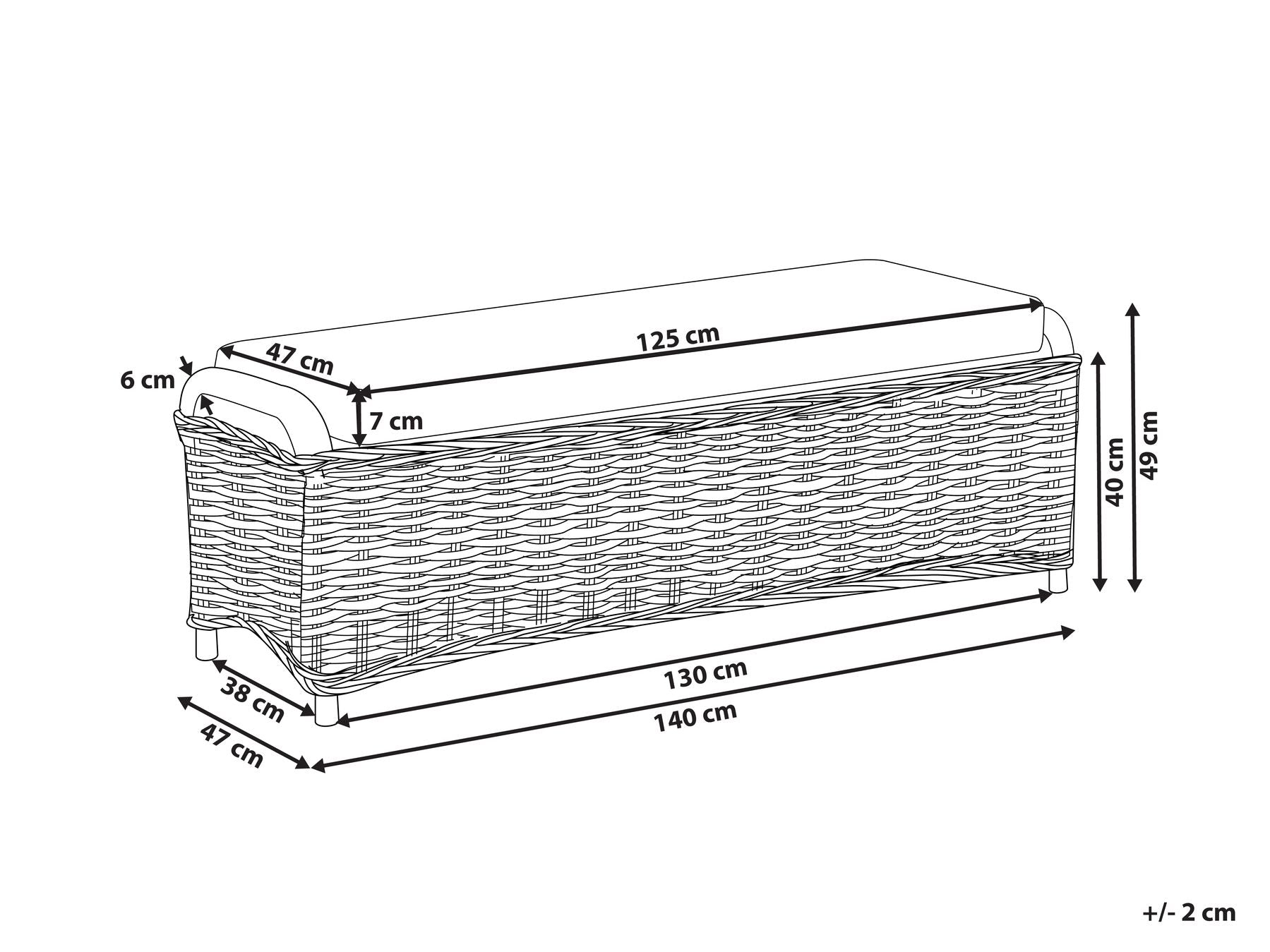 Garden Ottoman cm Rattan Natural