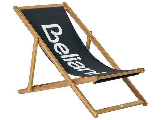 Acacia Folding Deck Chair Light Wood with Black ANZIO