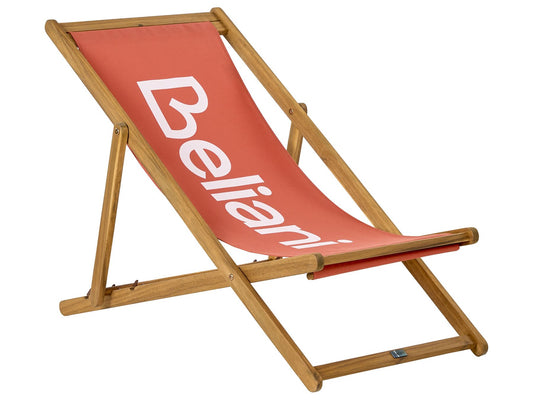 Acacia Folding Deck Chair Light Wood with Red ANZIO