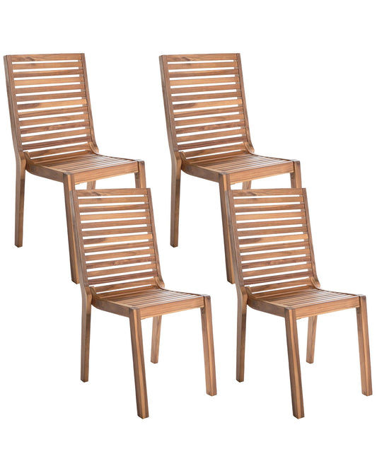 Set of 4 Garden Chairs OMBRIANO Certified Acacia Wood Light Brown
