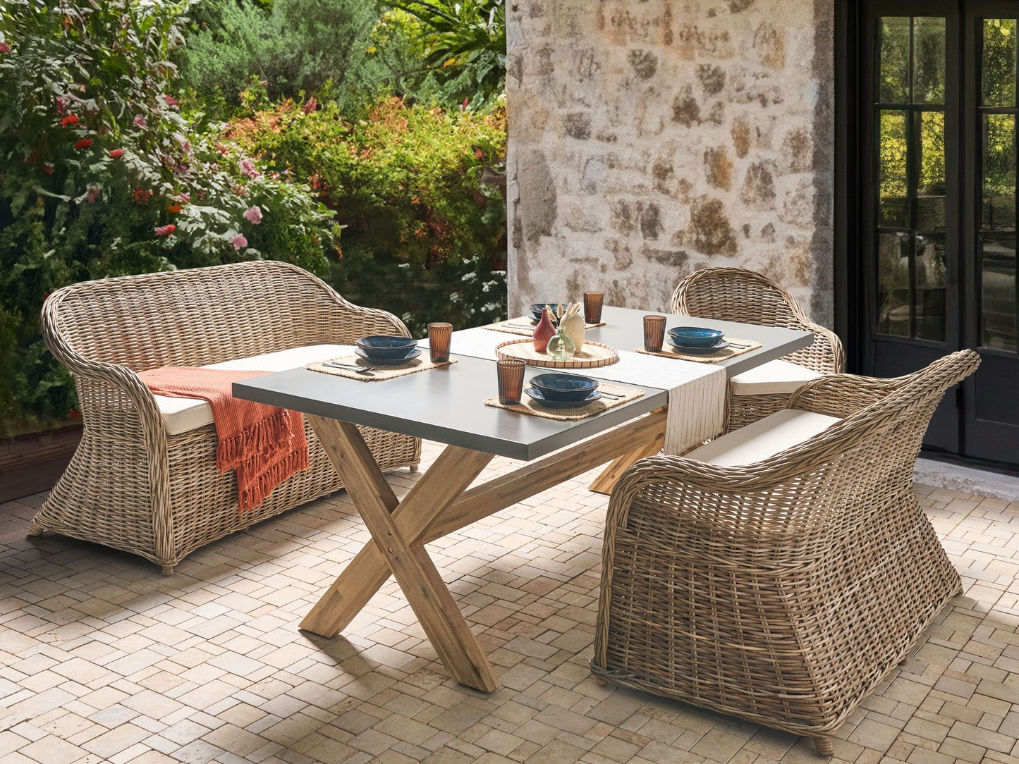 garden sofa 2 seater susua rattan natural