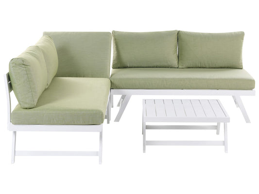 Garden Corner Sofa with Table 5 Seater COCCORINO Metal Green