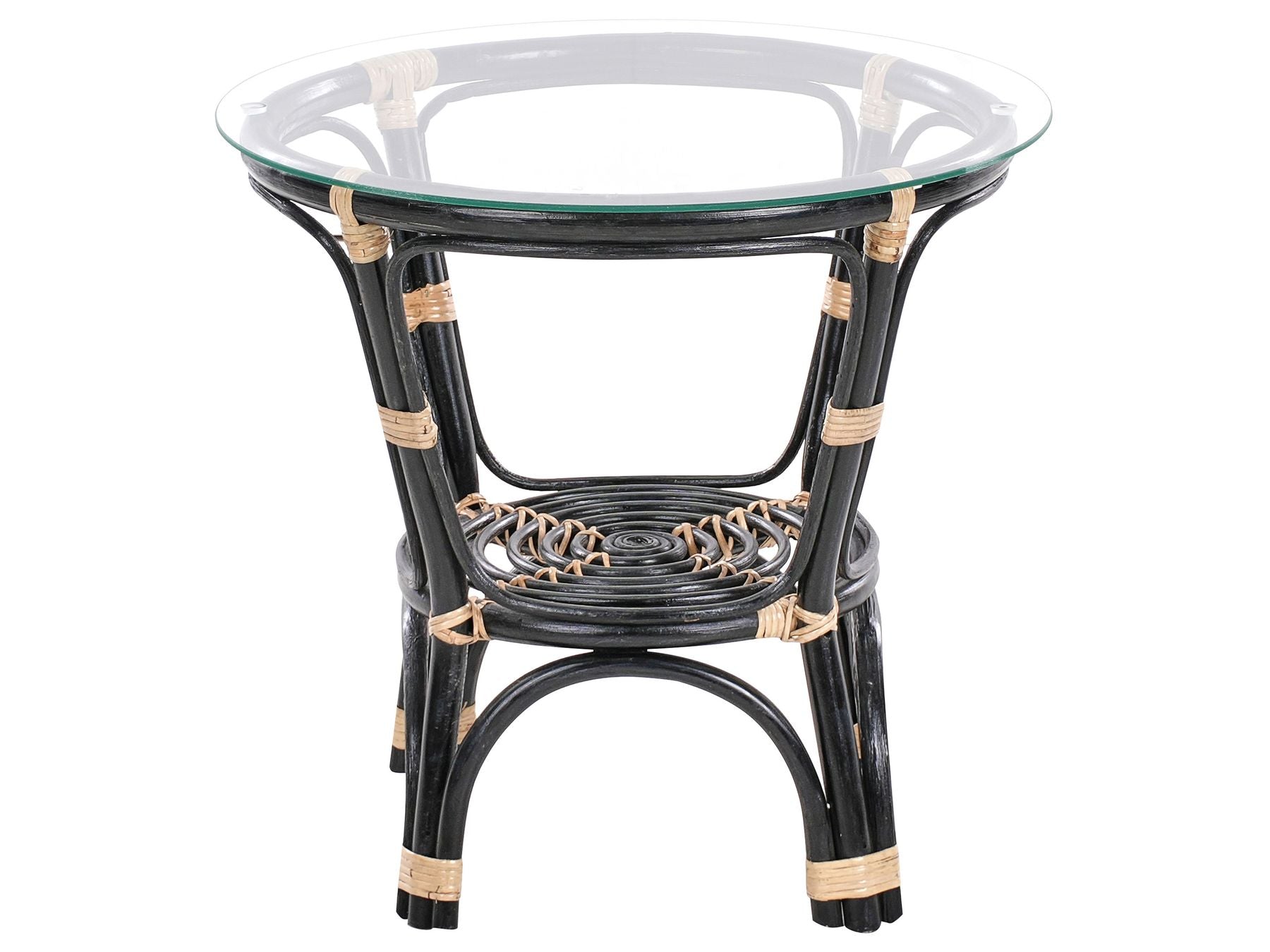 Bistro Set with Cushions PECORINI Rattan Black