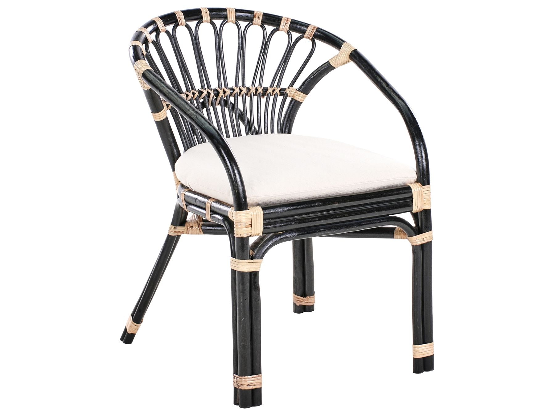 Bistro Set with Cushions PECORINI Rattan Black