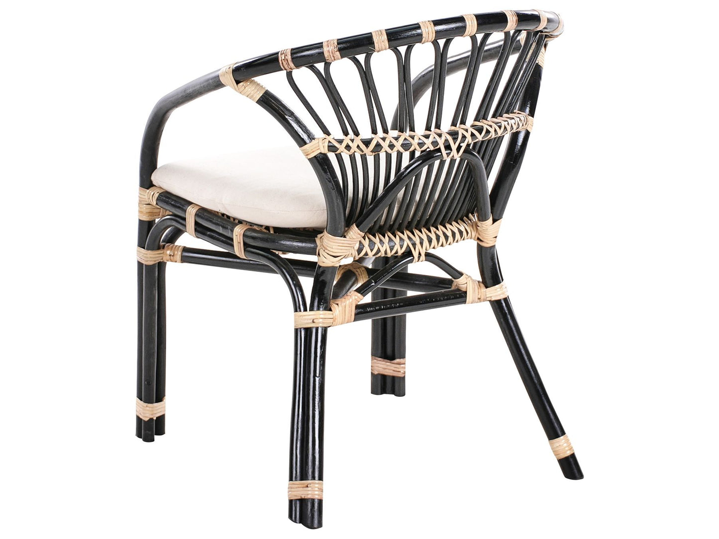 Bistro Set with Cushions PECORINI Rattan Black