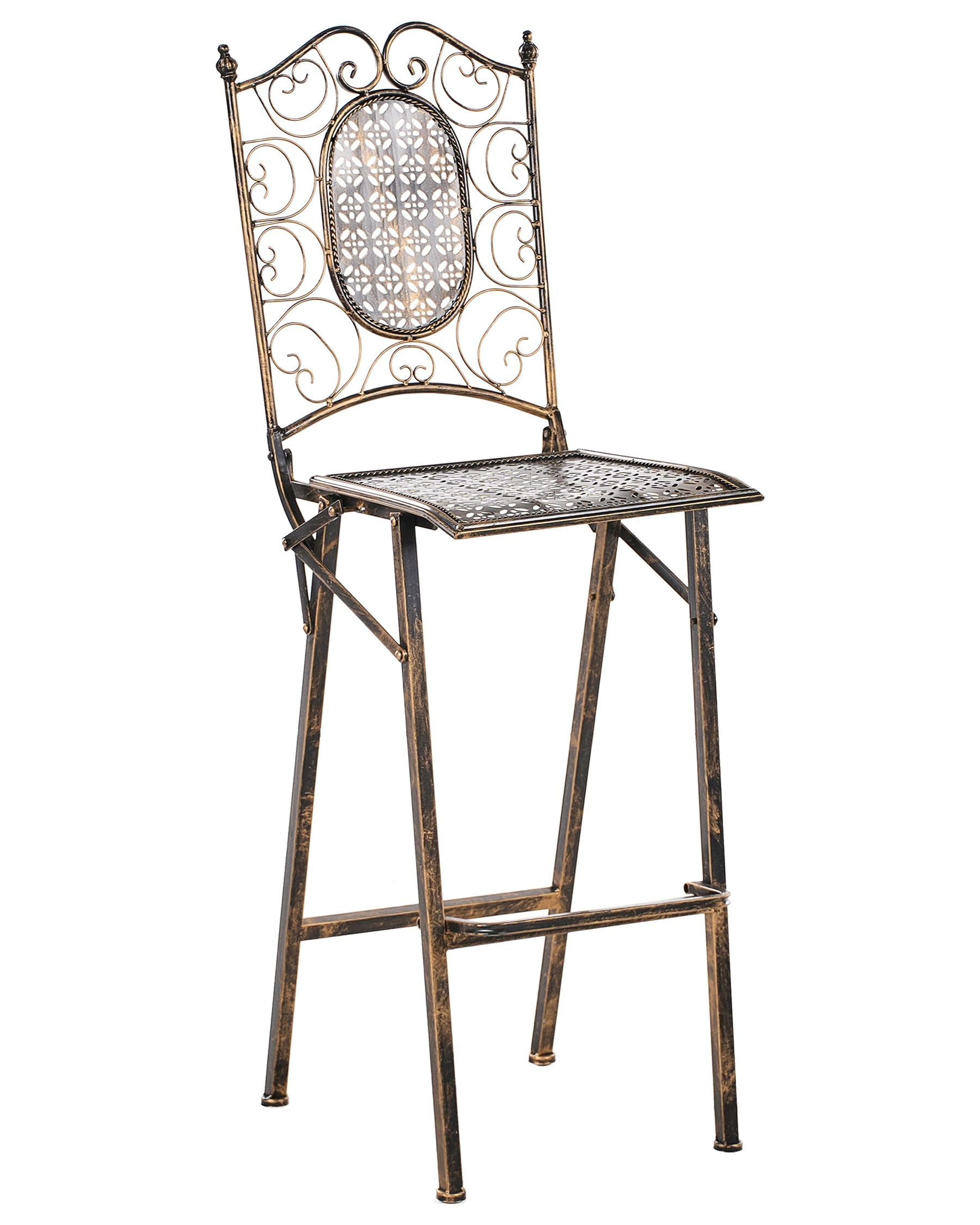 Set of 2 Garden Bar Chairs BORMIO Folding Metal Black