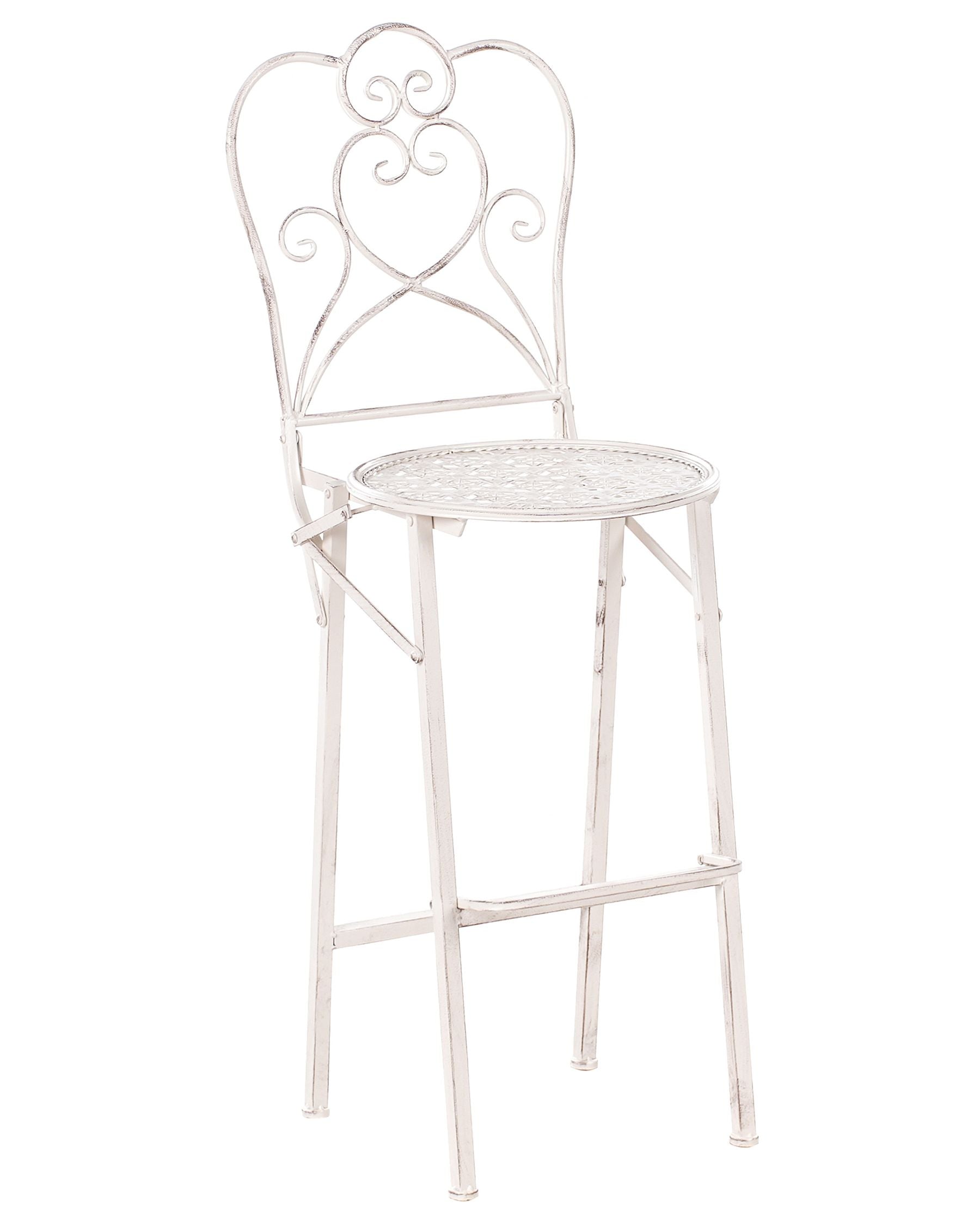 Set of 2 Garden Bar Chairs TRIESTE Folding Metal Light Beige