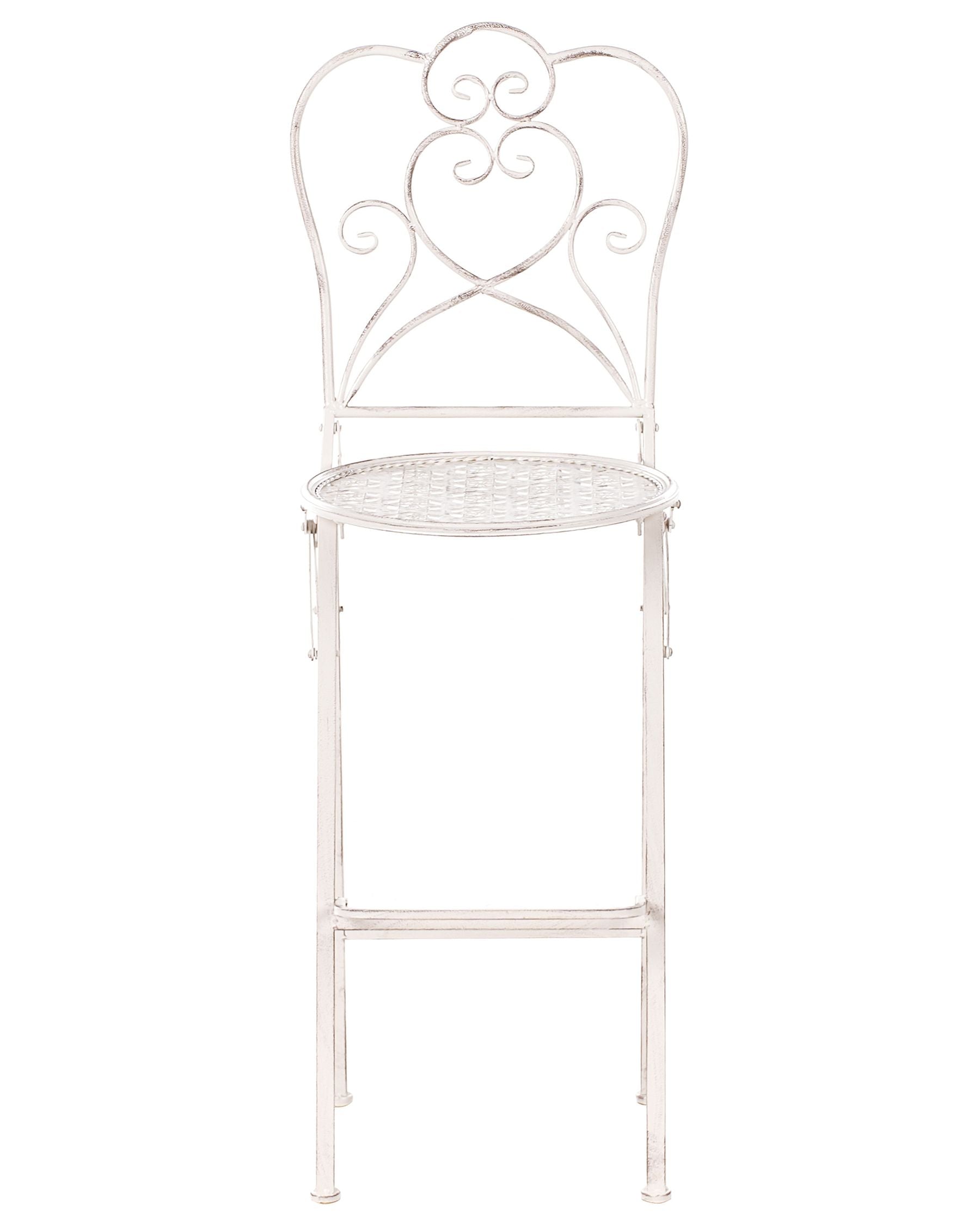 Set of 2 Garden Bar Chairs TRIESTE Folding Metal Light Beige