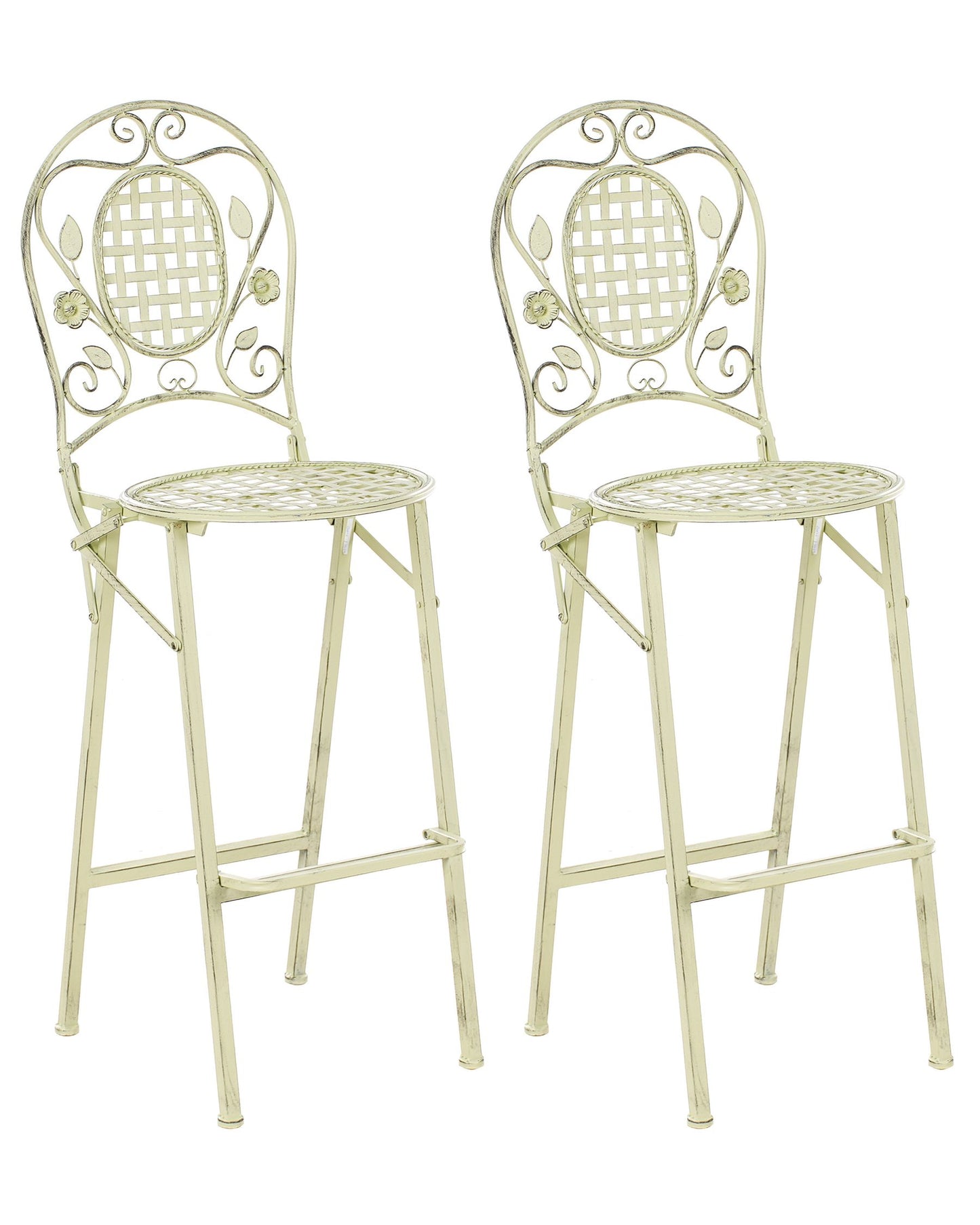 Set of 2 Garden Bar Chairs BIVIO Folding Metal Light Green