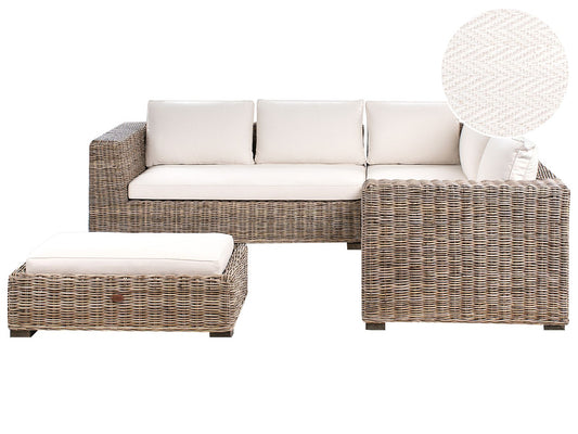 Garden Corner Sofa with Ottoman 5 Seater RINELLA Rattan Grey