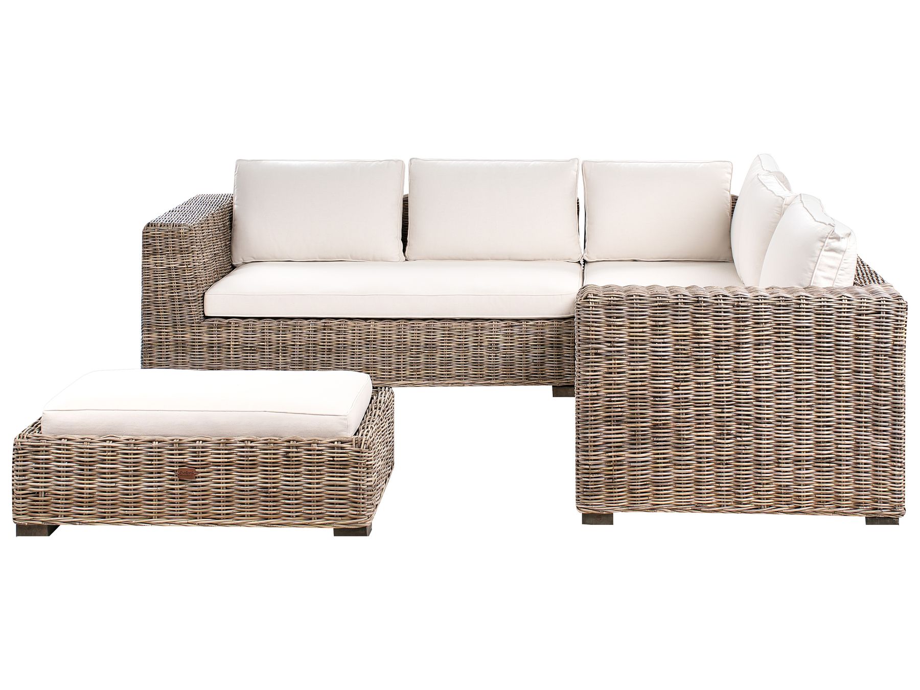 Garden Corner Sofa with Ottoman 5 Seater RINELLA Rattan Grey