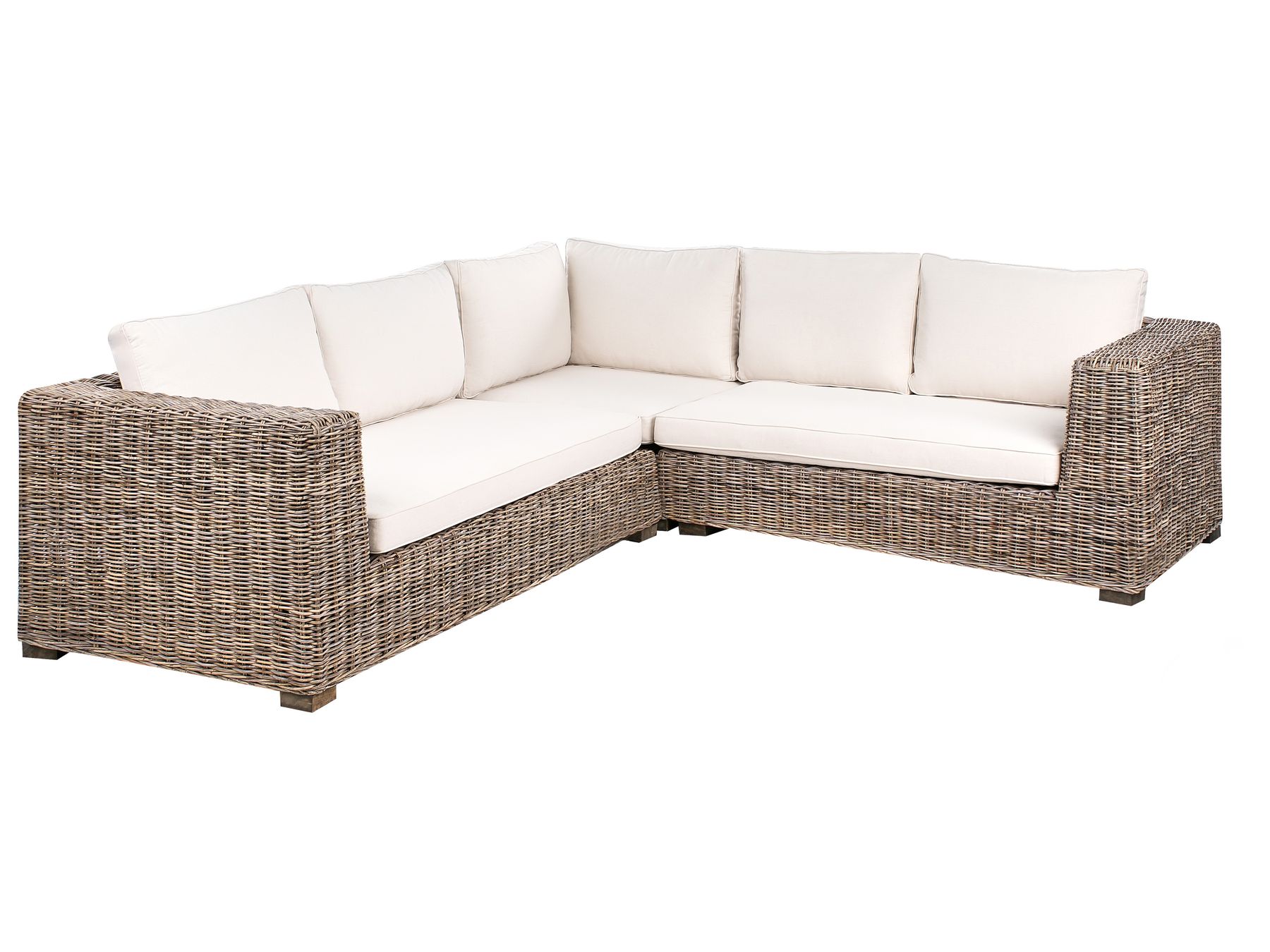 Garden Corner Sofa with Ottoman 5 Seater RINELLA Rattan Grey