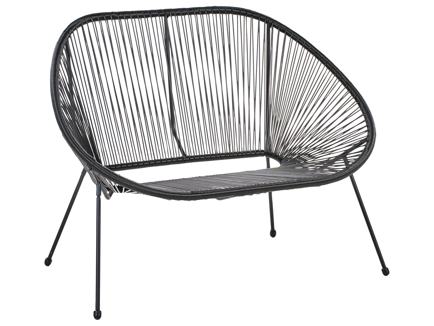 Garden Bench ACAPULCO II 113 cm PE Rattan Black