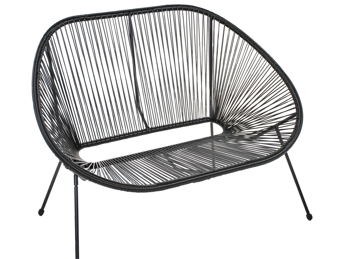 Garden Bench ACAPULCO II 113 cm PE Rattan Black