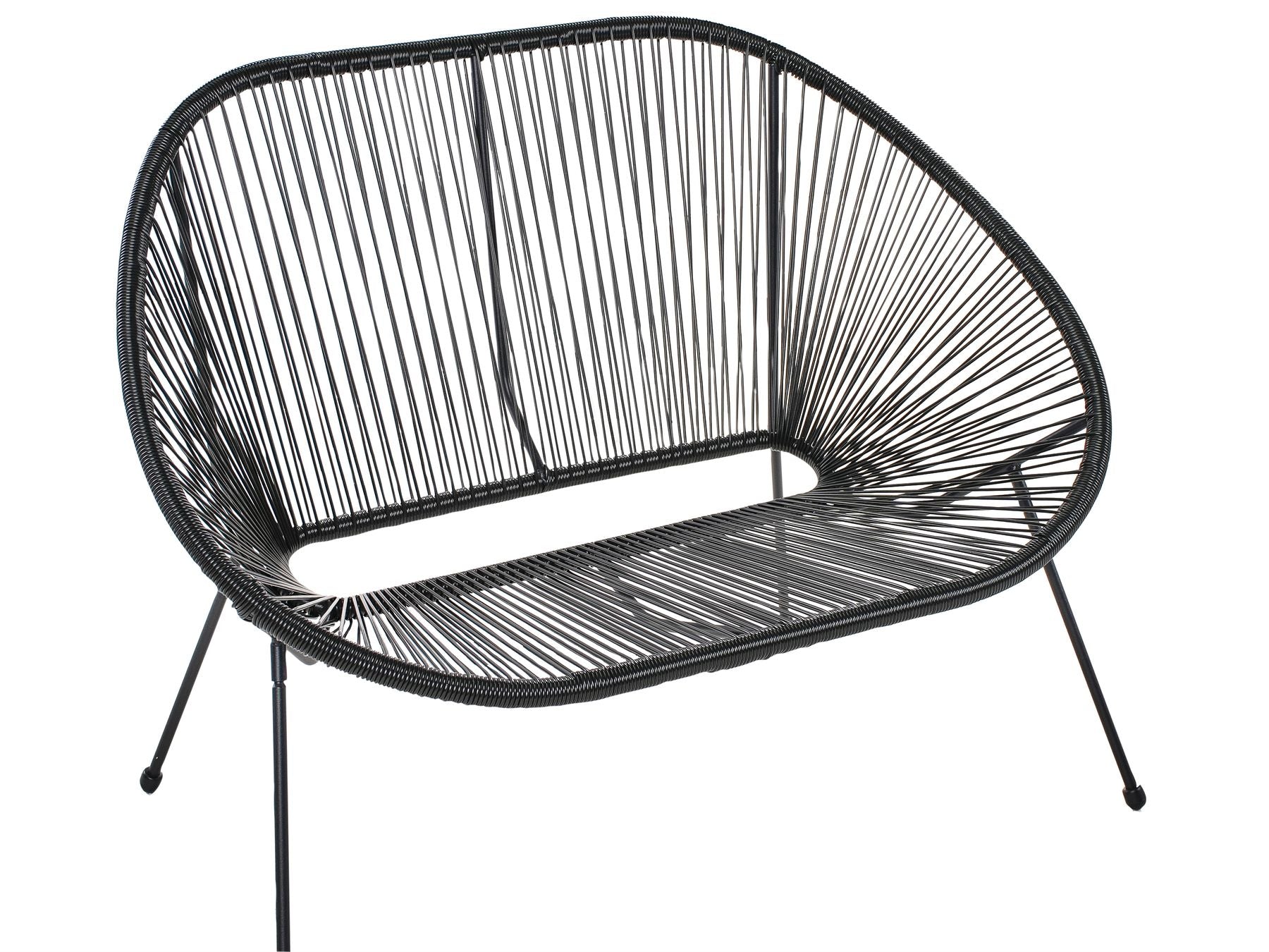 Garden Bench ACAPULCO II 113 cm PE Rattan Black