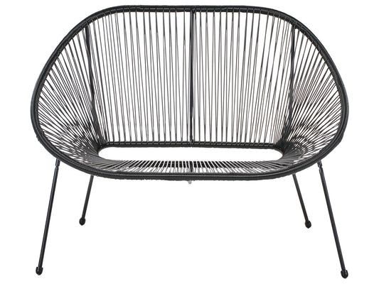 Garden Bench ACAPULCO II 113 cm PE Rattan Black