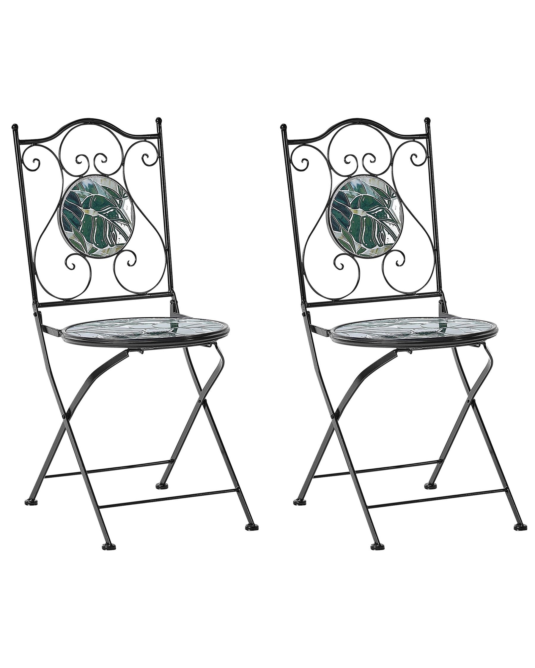 Set of 2 Garden Chairs COZZANA Metal Black