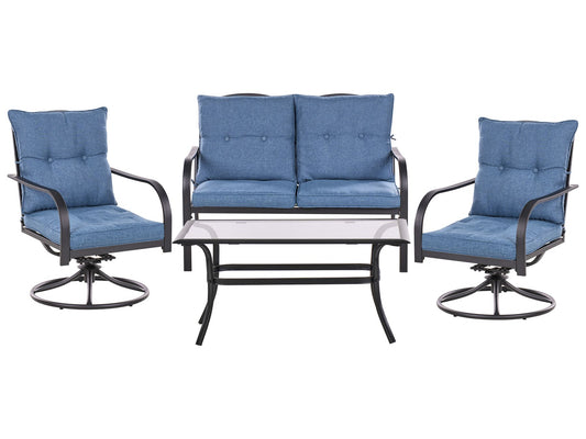 Garden Lounge Set with Table 4 Seater MESTRINO Metal Blue