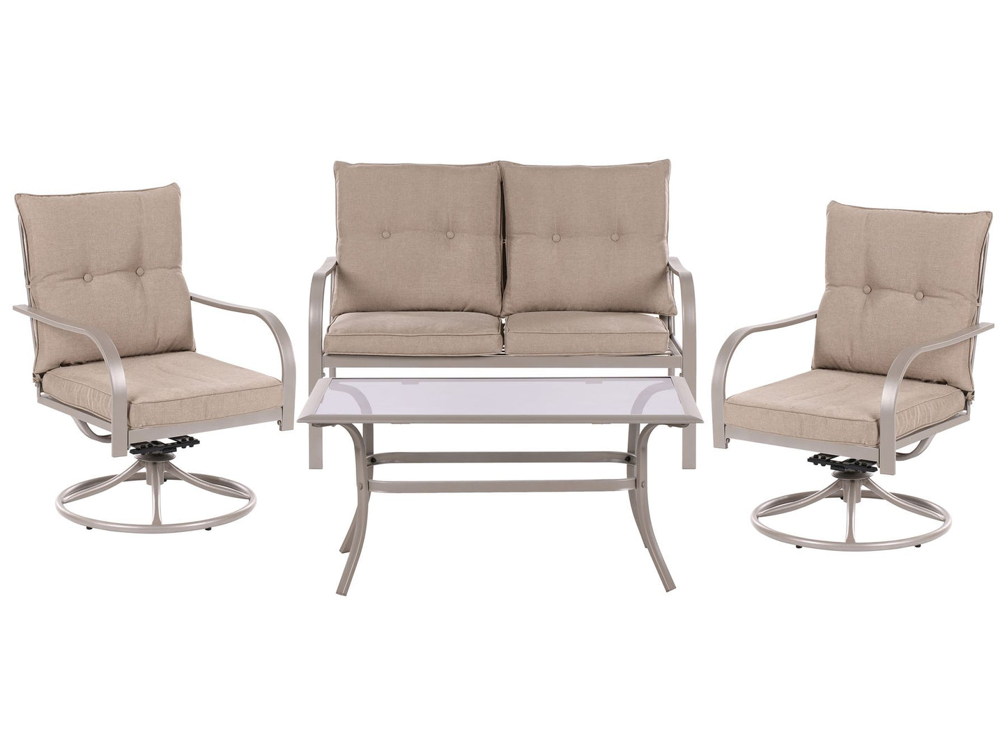 Garden Lounge Set with Table 4 Seater MESTRINO Metal Beige