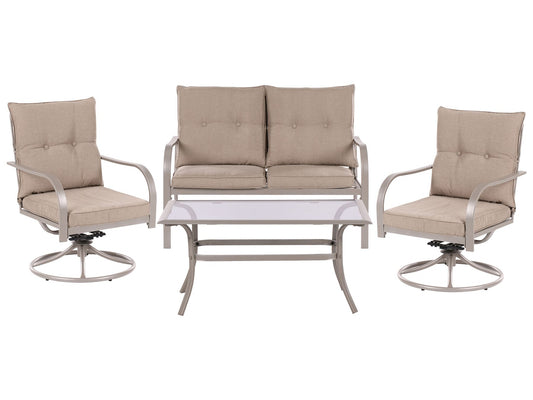 Garden Lounge Set with Table 4 Seater MESTRINO Metal Beige