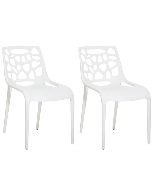 Set of 2 Dining Chairs MORGAN Synthetic Material White