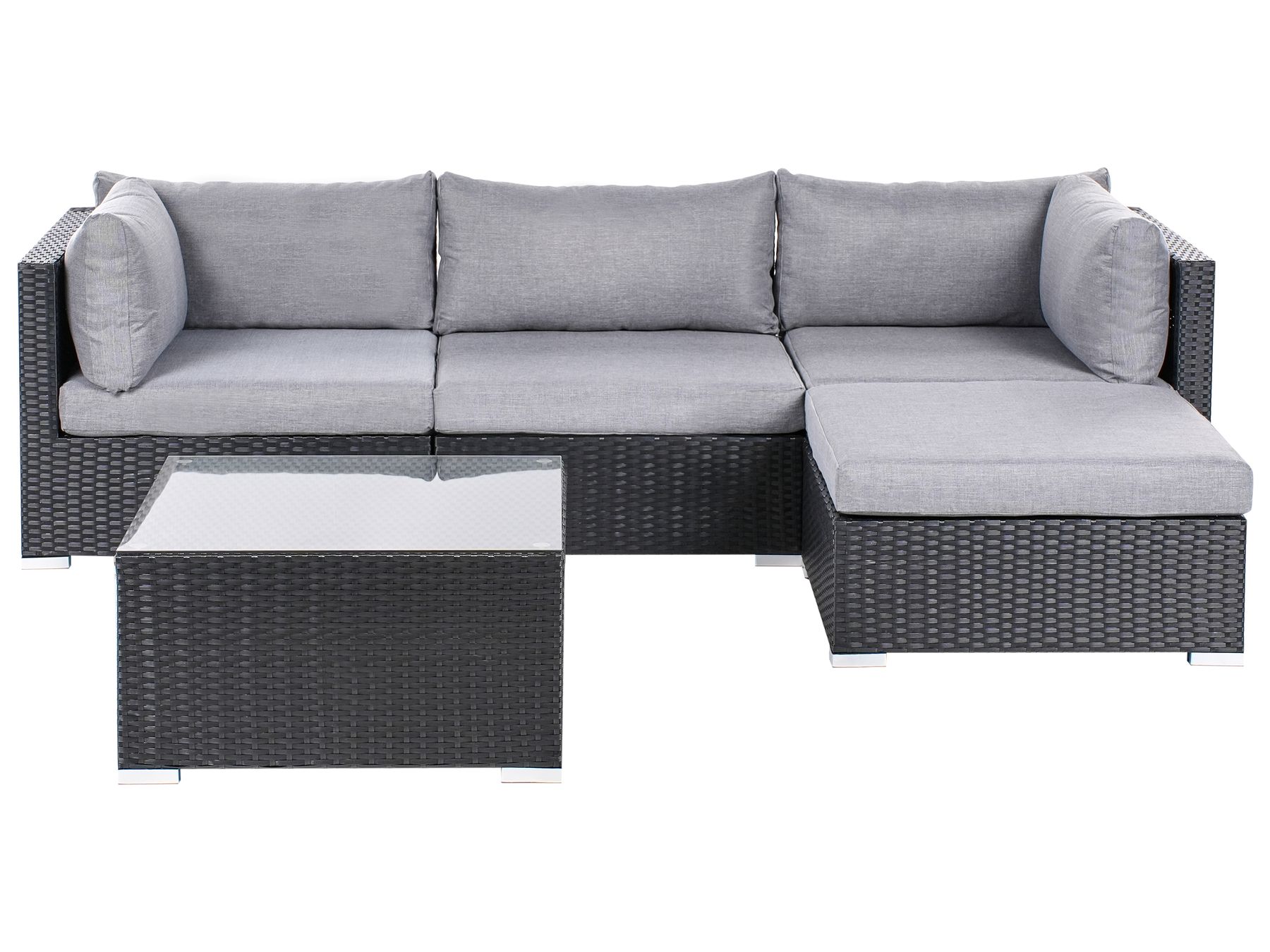 Garden Corner Sofa with Table 4 Seater SANO Left Hand PE Rattan Black