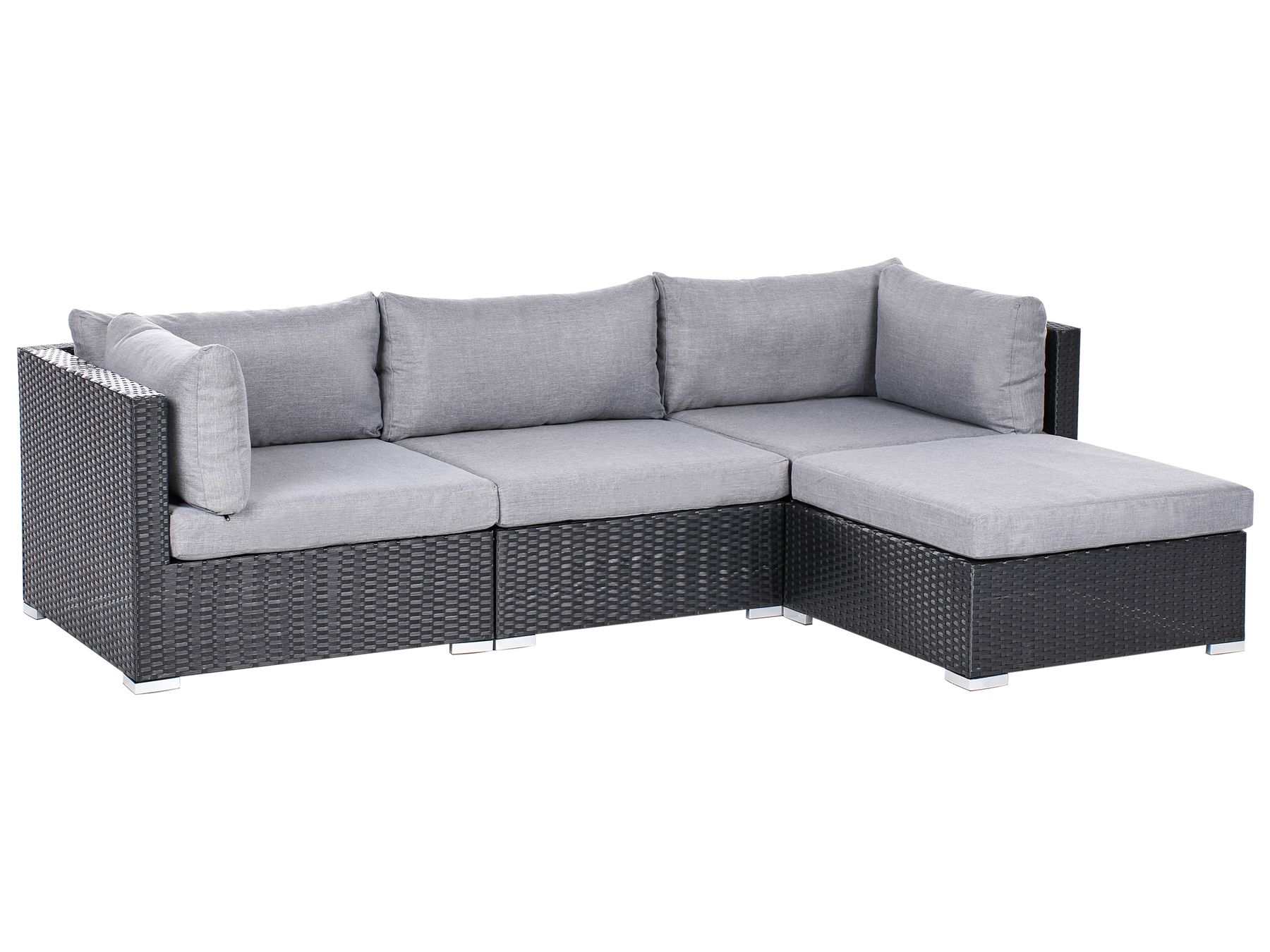 Garden Corner Sofa with Table 4 Seater SANO Left Hand PE Rattan Black