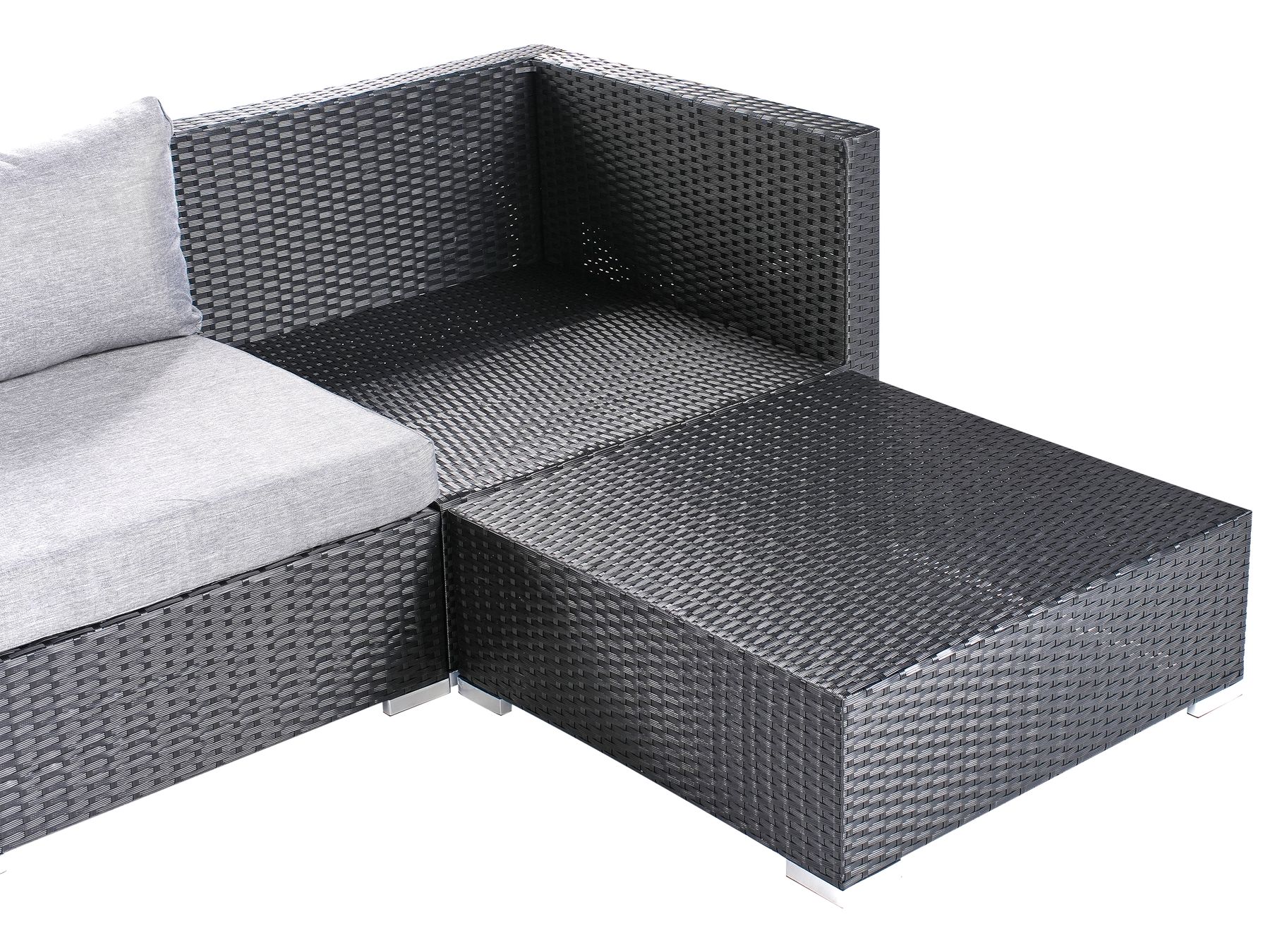 Garden Corner Sofa with Table 4 Seater SANO Left Hand PE Rattan Black