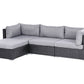 Garden Corner Sofa with Table 4 Seater SANO Right Hand PE Rattan Black