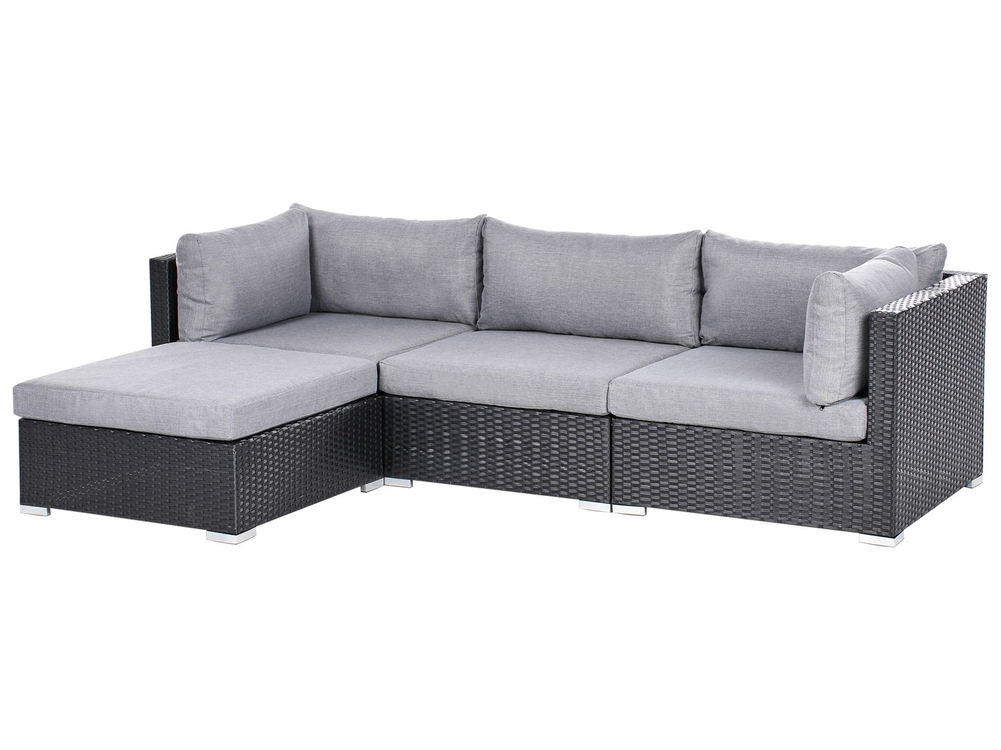 Garden Corner Sofa with Table 4 Seater SANO Right Hand PE Rattan Black