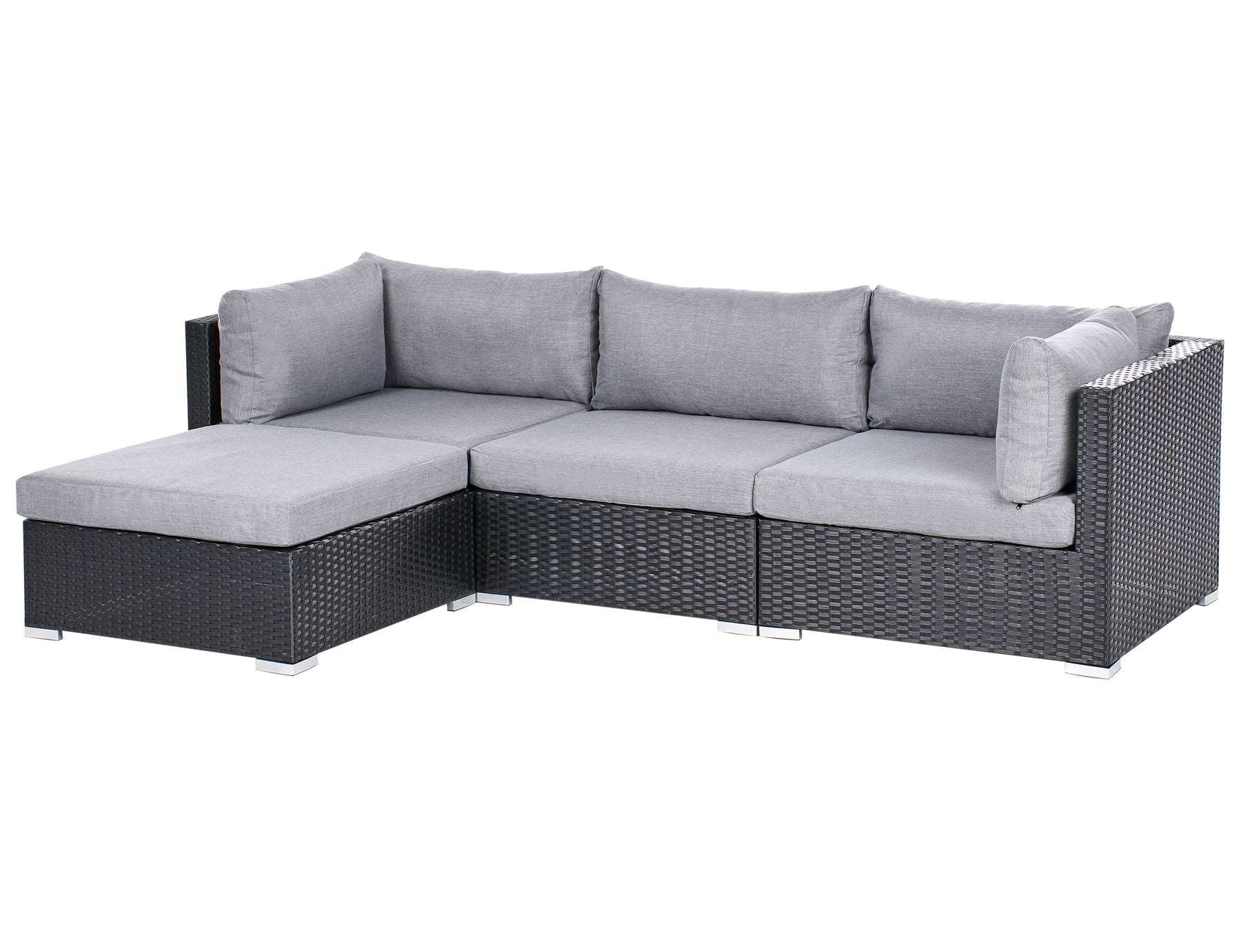 Garden Corner Sofa with Table 4 Seater SANO Right Hand PE Rattan Black
