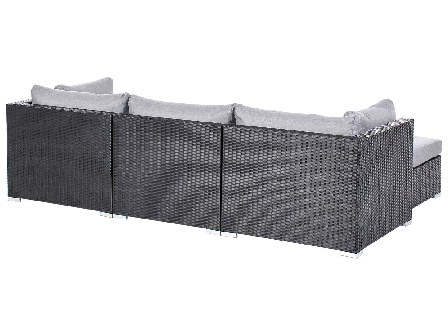 Garden Corner Sofa with Table 4 Seater SANO Right Hand PE Rattan Black