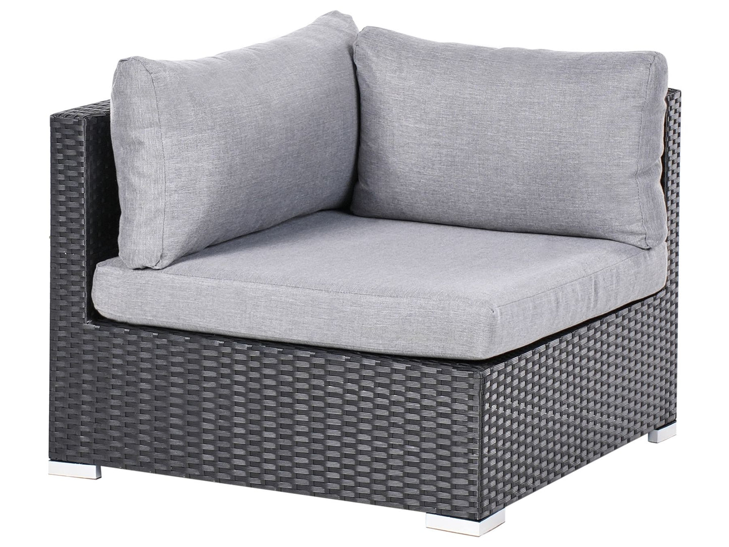 Garden Corner Sofa with Table 4 Seater SANO Right Hand PE Rattan Black