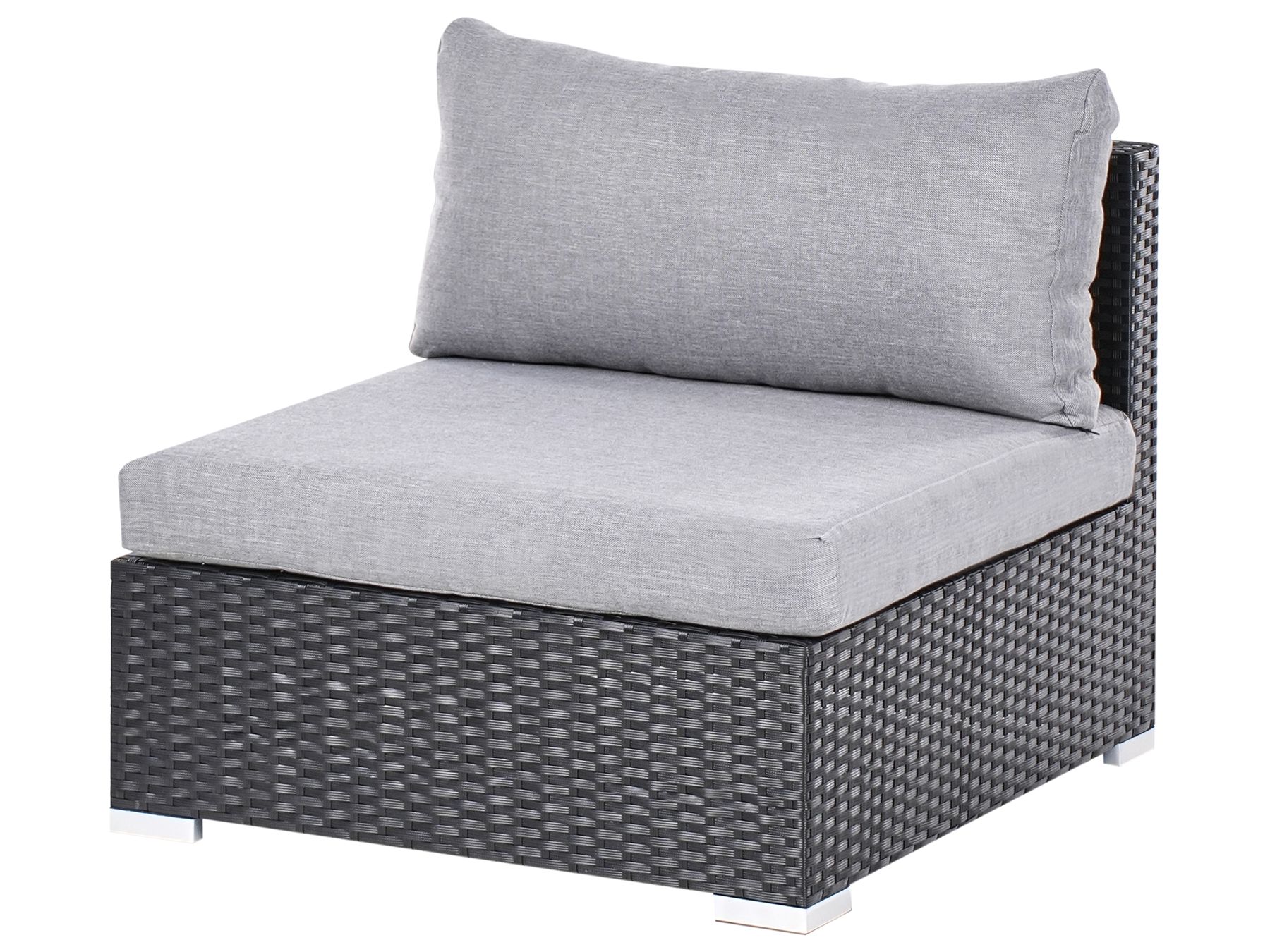 Garden Corner Sofa with Table 4 Seater SANO Right Hand PE Rattan Black