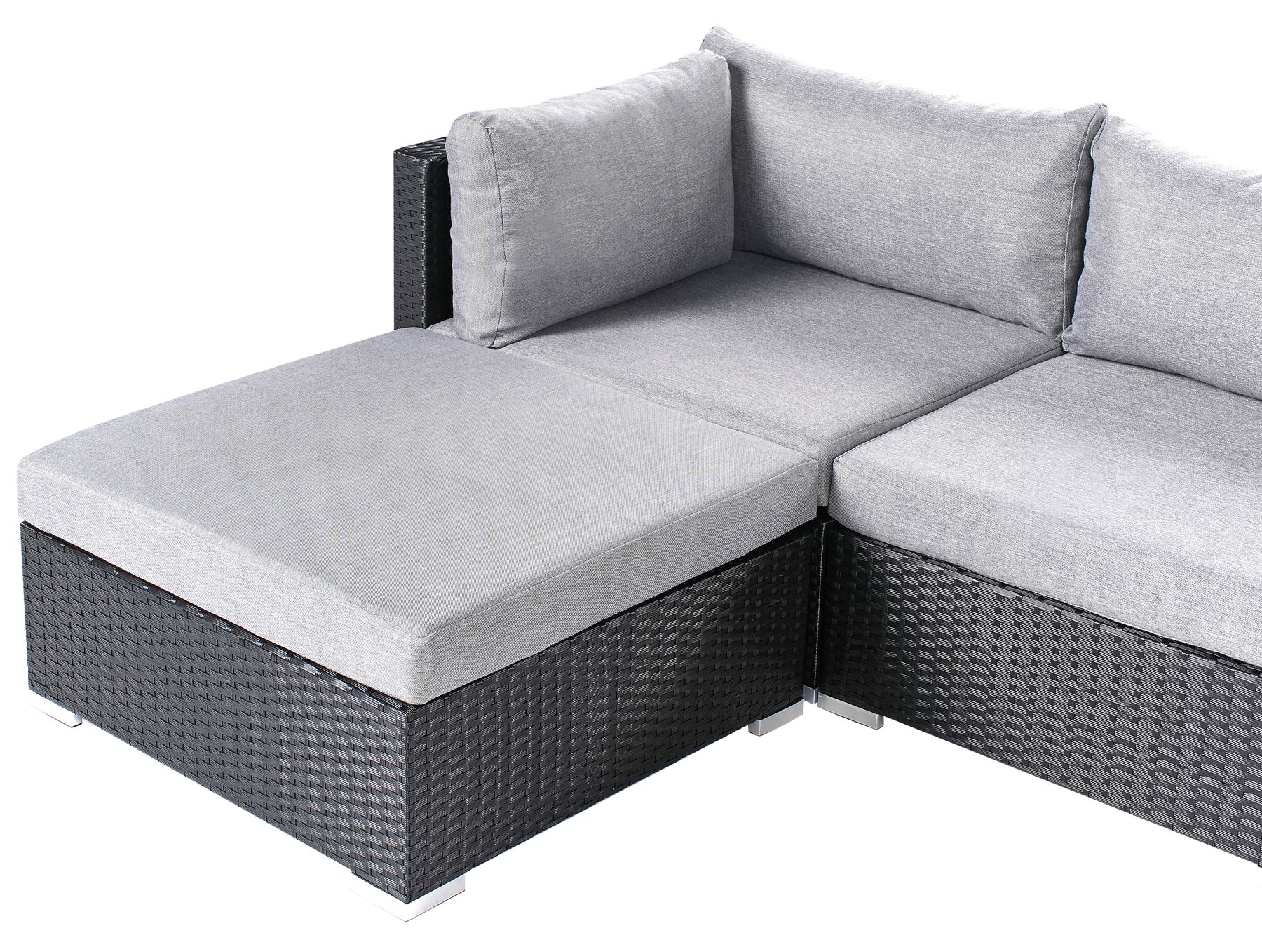 Garden Corner Sofa with Table 4 Seater SANO Right Hand PE Rattan Black