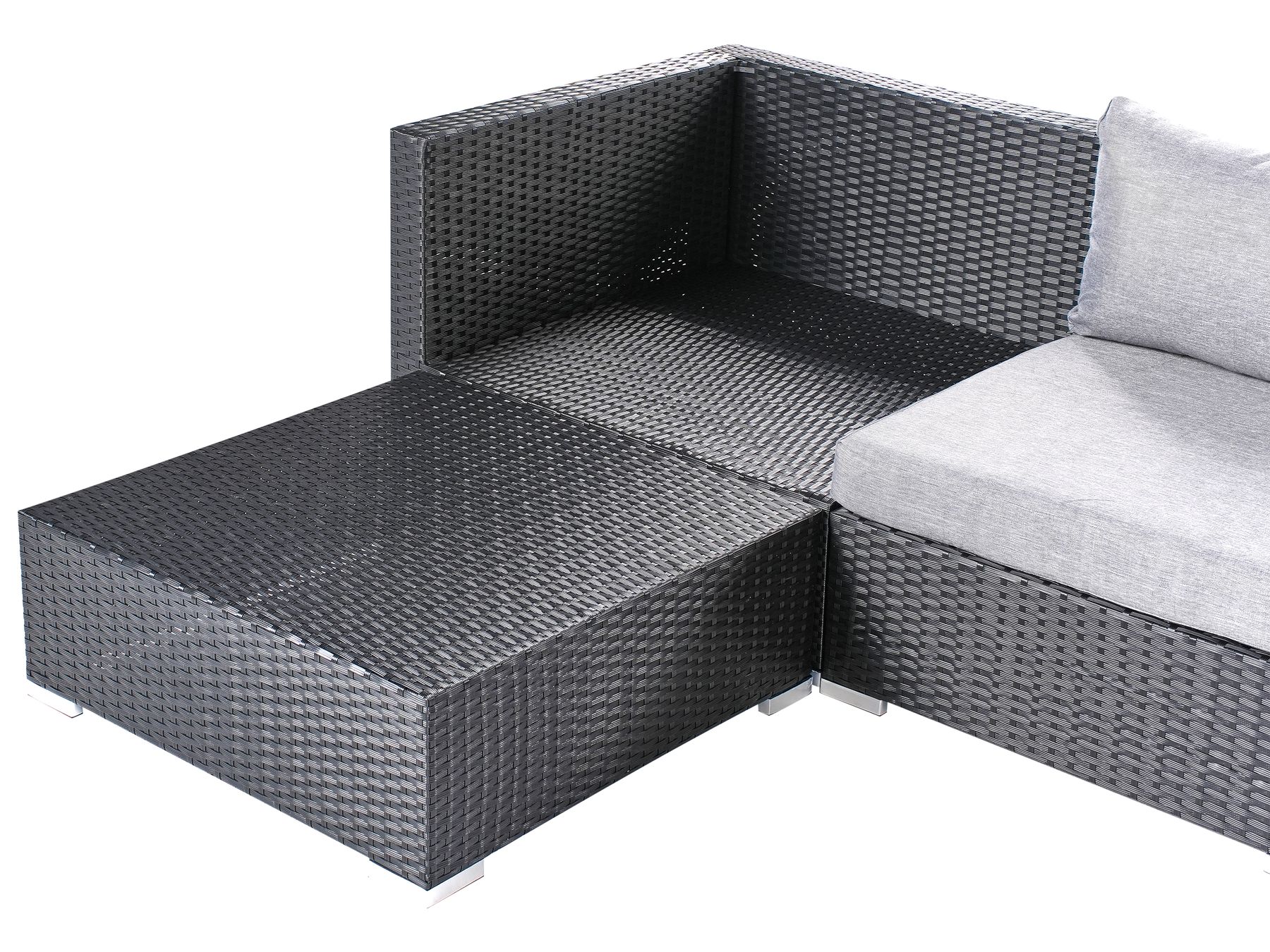 Garden Corner Sofa with Table 4 Seater SANO Right Hand PE Rattan Black