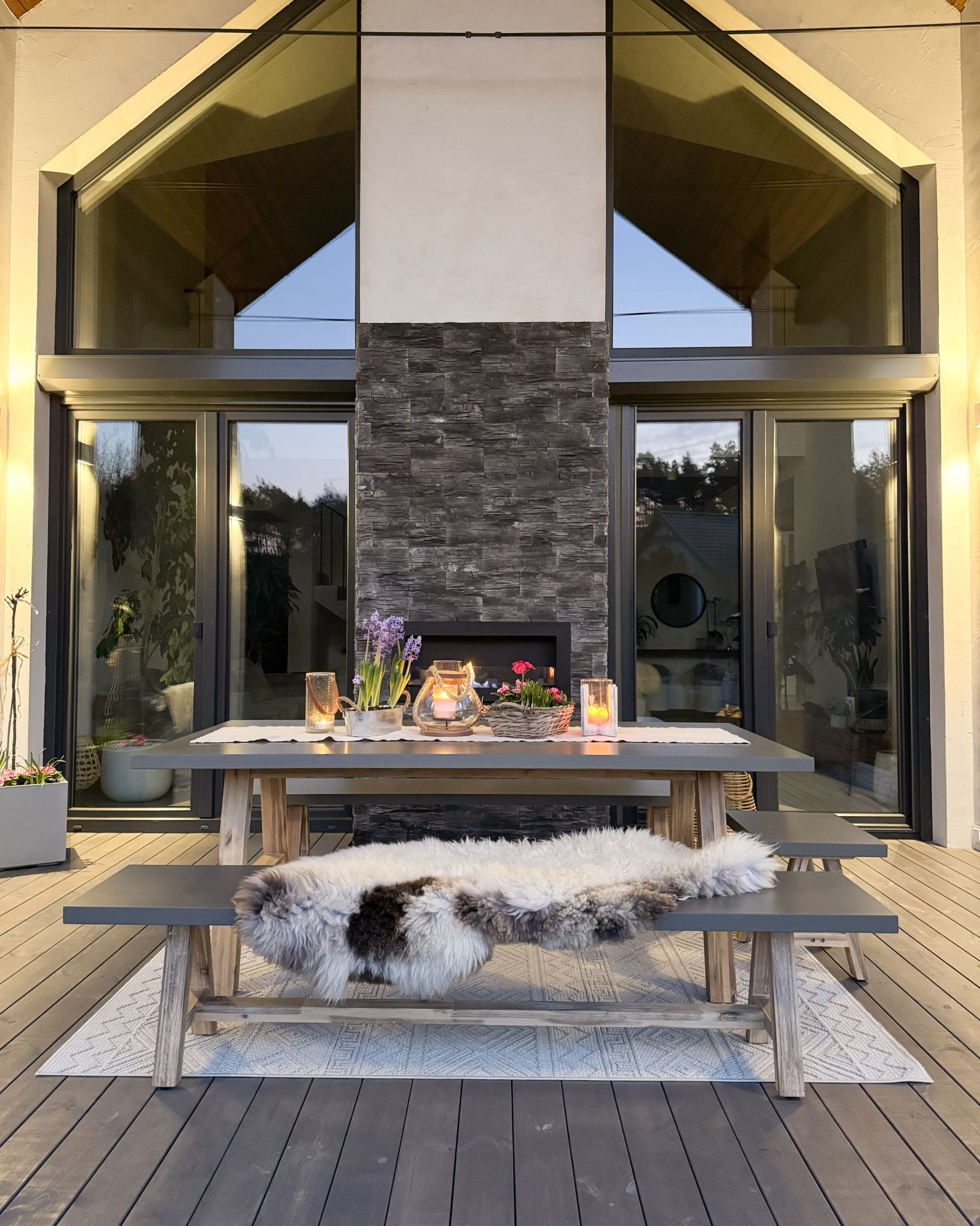Garden Dining Set with Benches 8 Seater TONNARE Concrete Grey