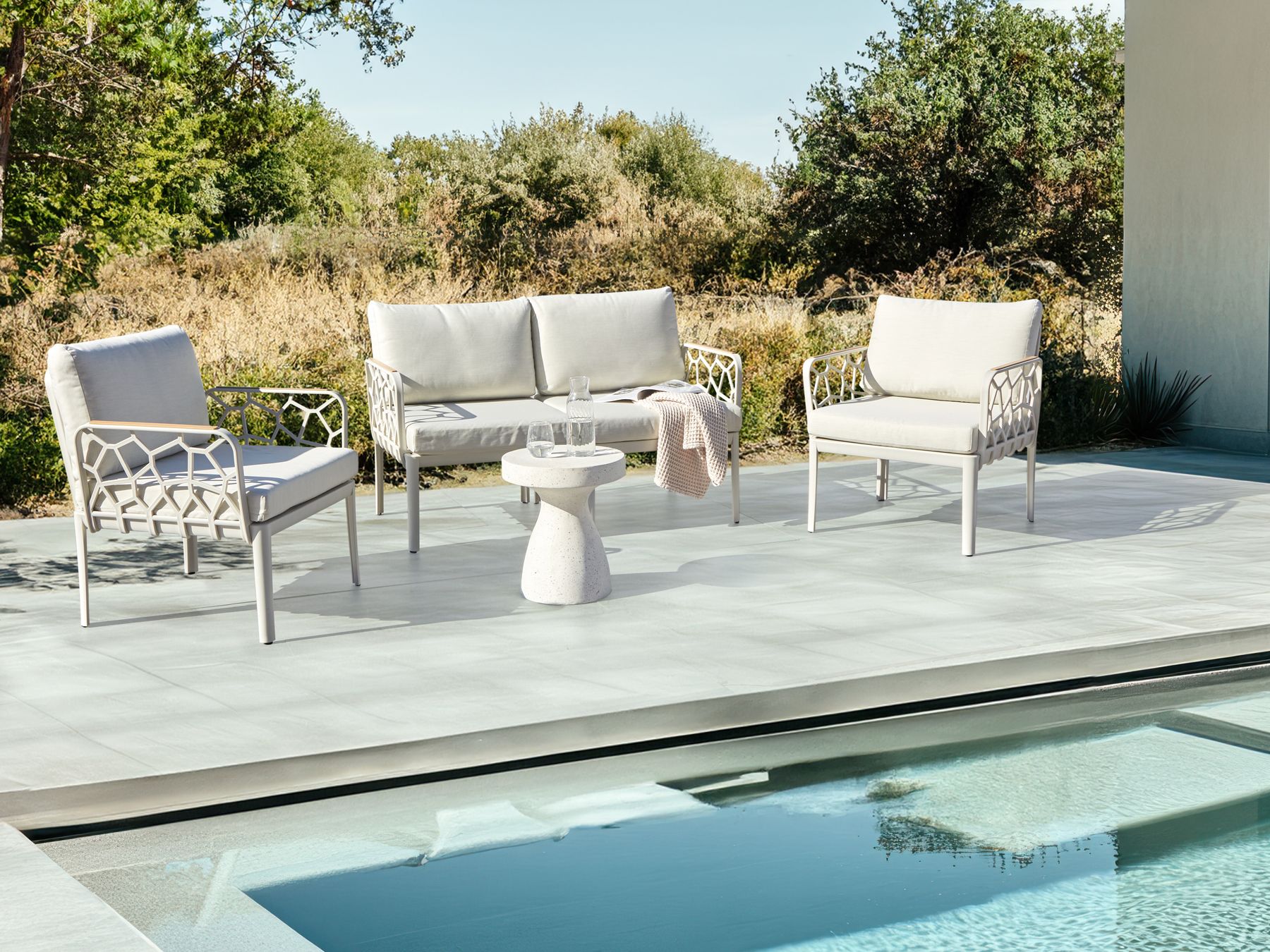 Garden Sofa Set 4 Seater ERICHE Light Beige