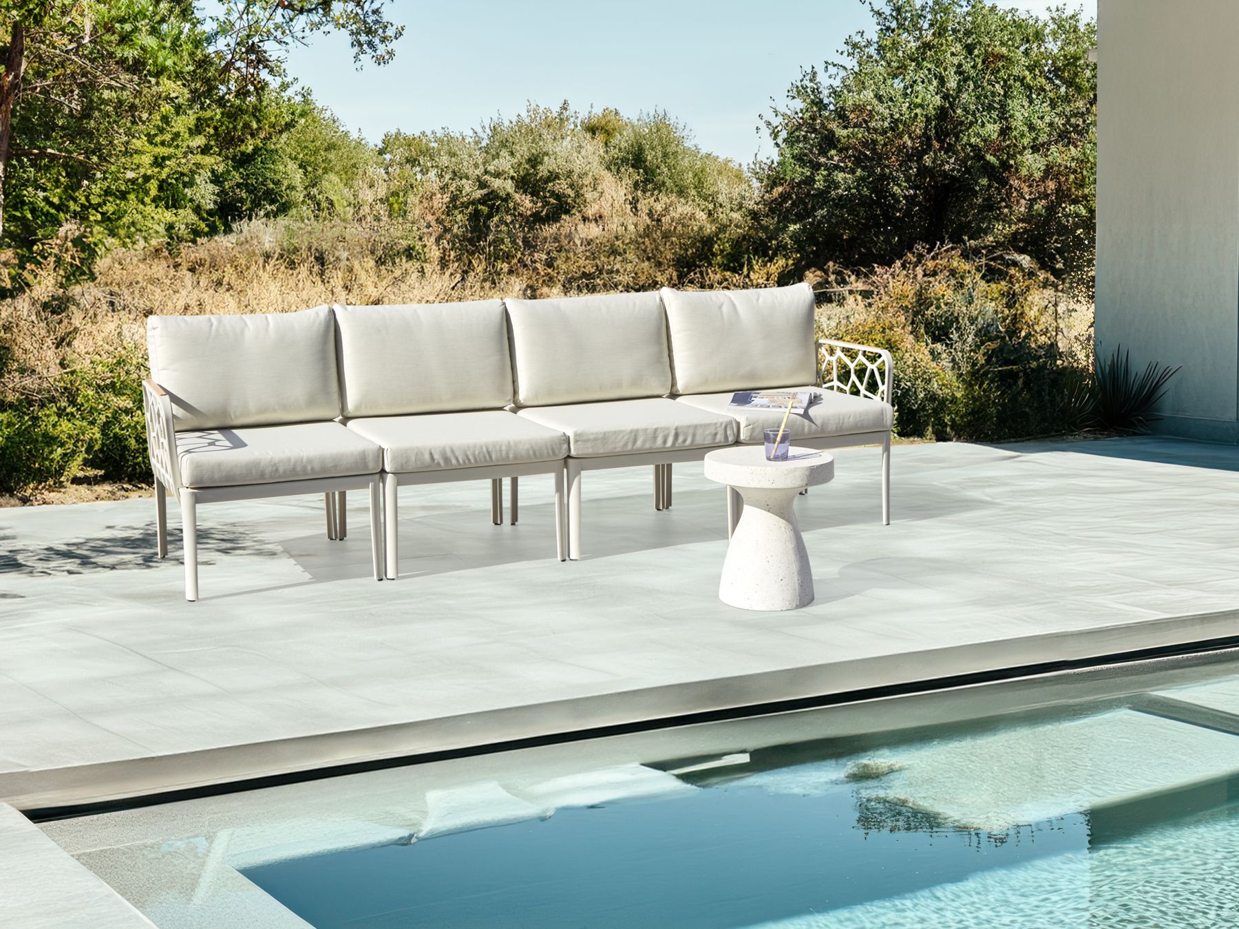 Garden Sofa Set 4 Seater ERICHE Light Beige
