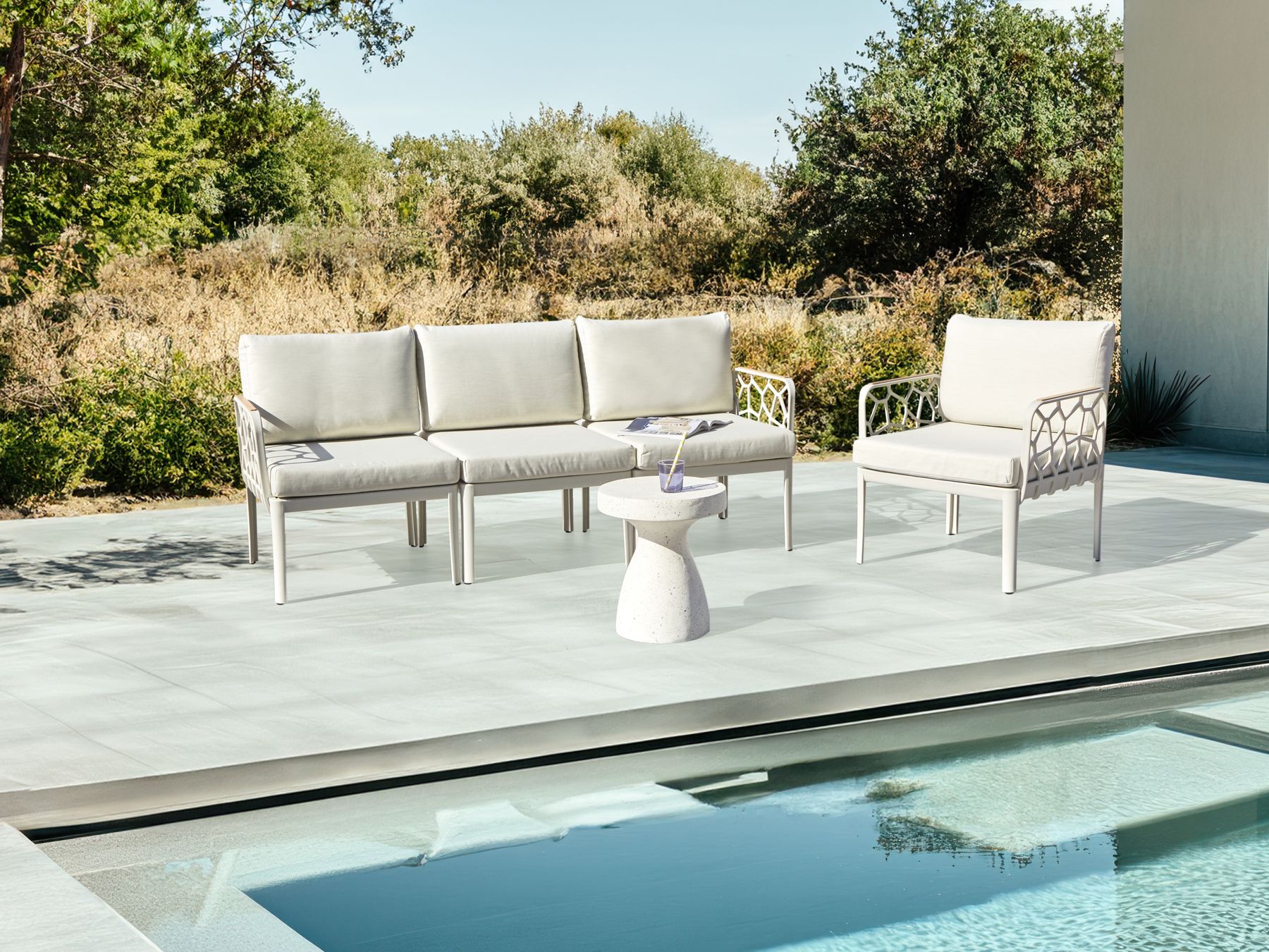 Garden Sofa Set 4 Seater ERICHE Light Beige