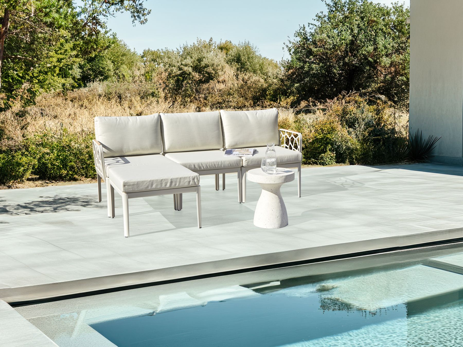 Garden Sofa Set 4 Seater ERICHE Light Beige