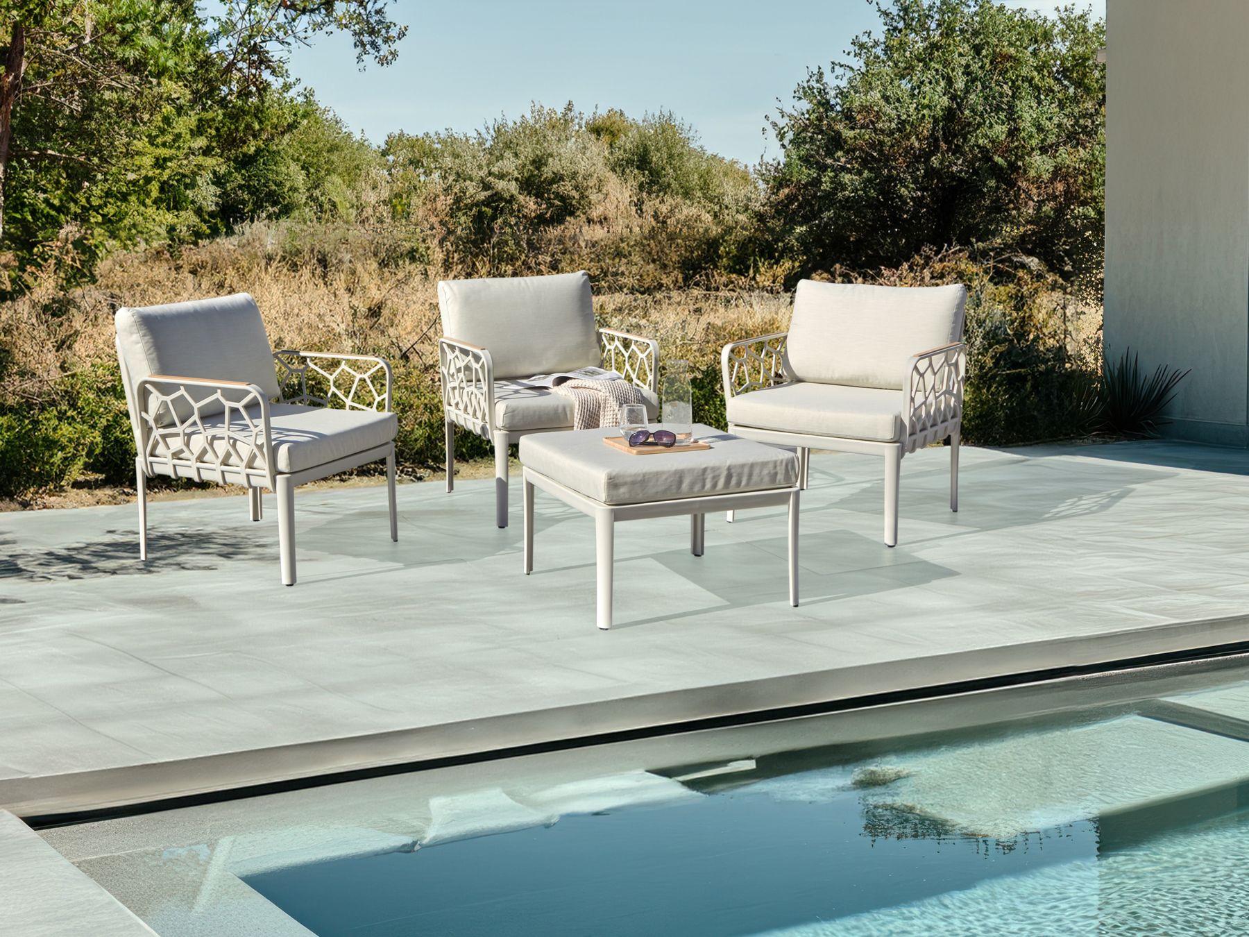 Garden Sofa Set 4 Seater ERICHE Light Beige