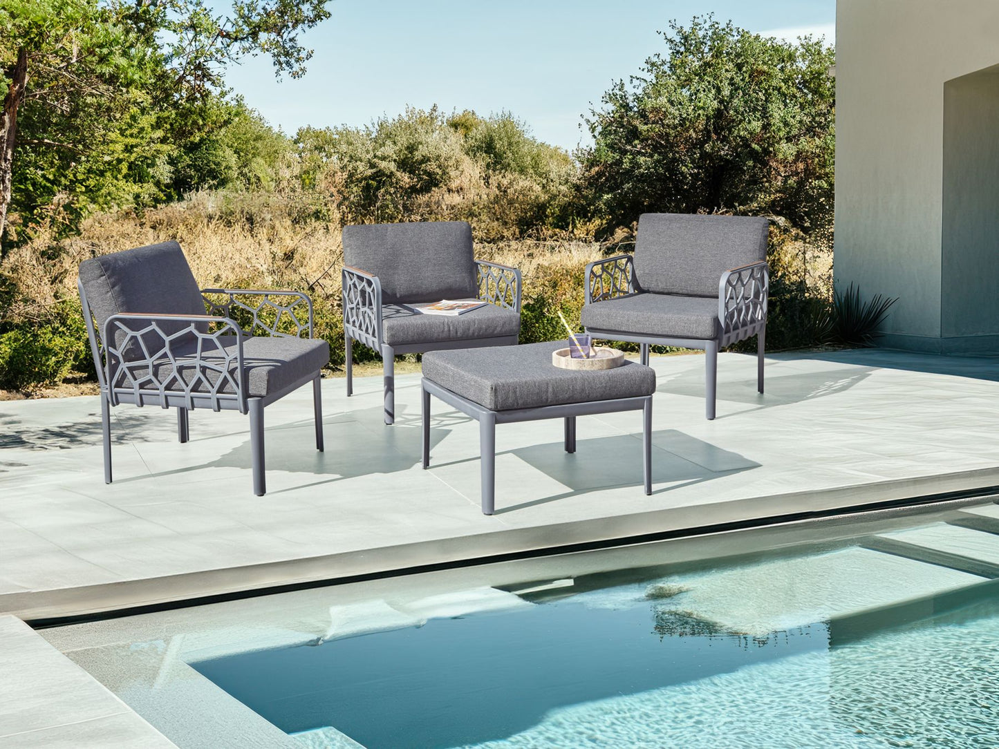 Garden Sofa Set 4 Seater ERICHE Dark Grey