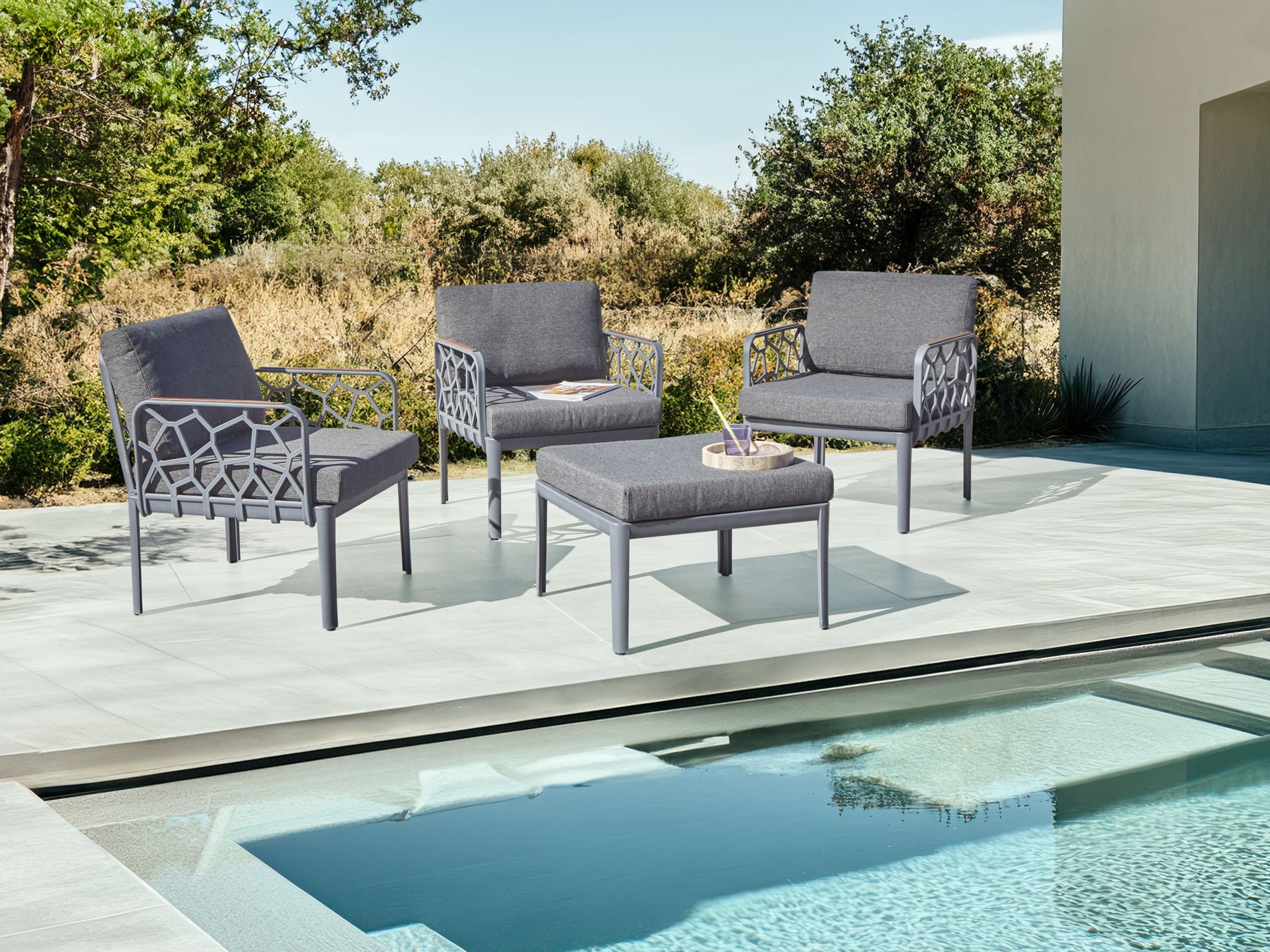 Garden Sofa Set 4 Seater ERICHE Dark Grey