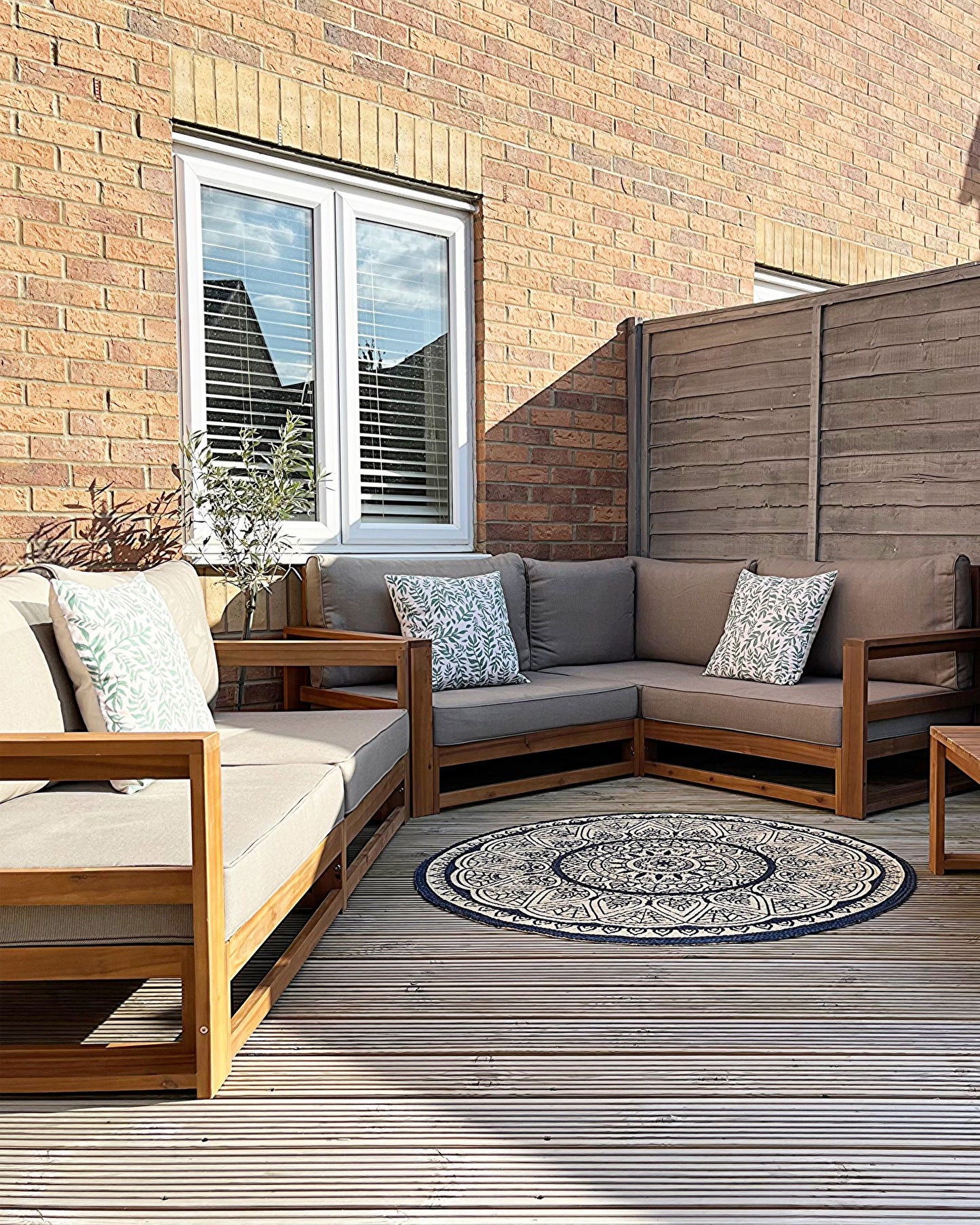 Garden Lounge Set with Table 4 Seater TIMOR Modular Certified Acacia Wood Dark Brown