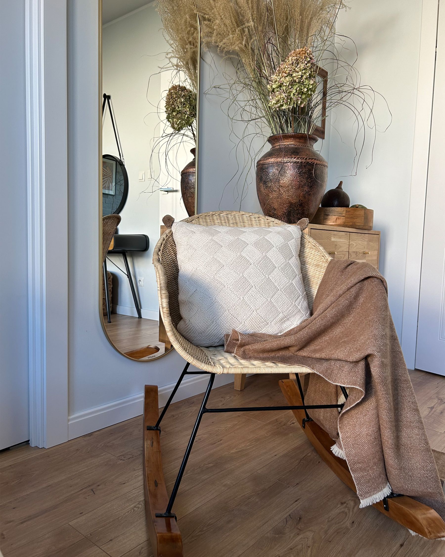Set of 2 Rocking Chairs LAVINIO Rattan Natural
