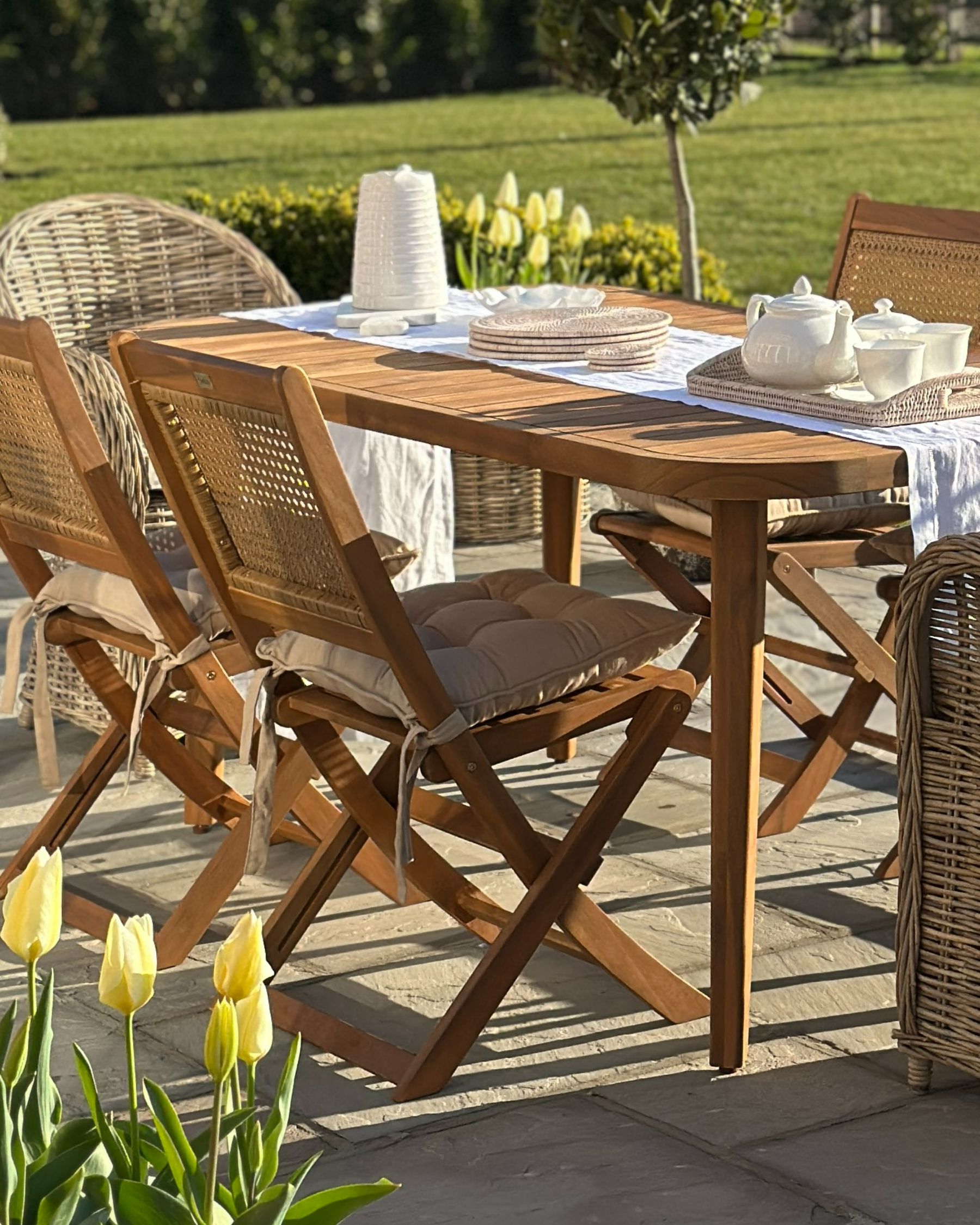 Set of 4 Garden Chairs PARAGGI Dark Brown