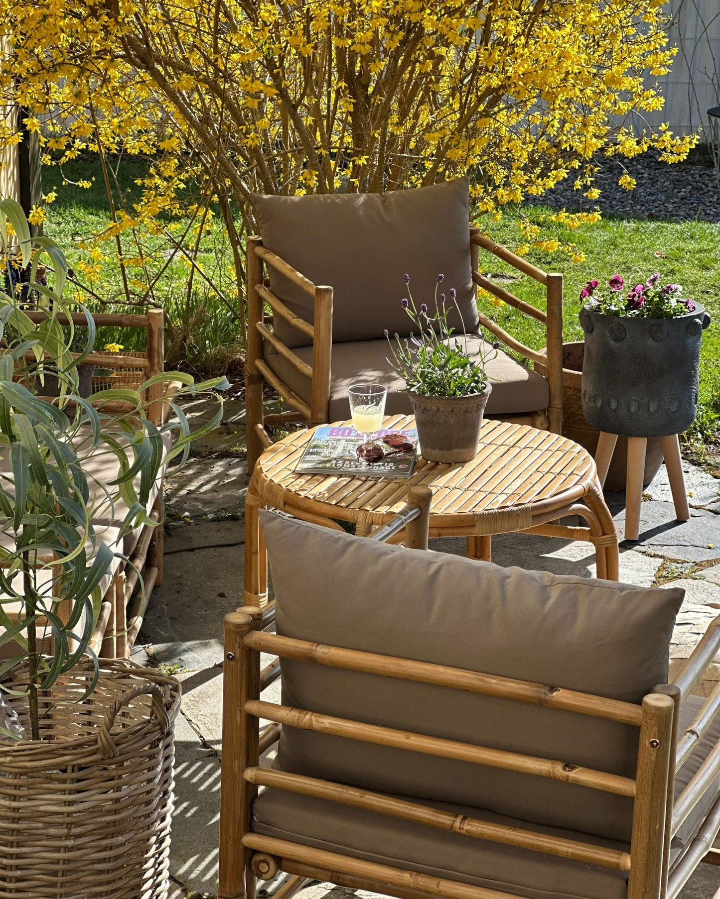 Garden Armchair CERRETO Bamboo Wood Taupe