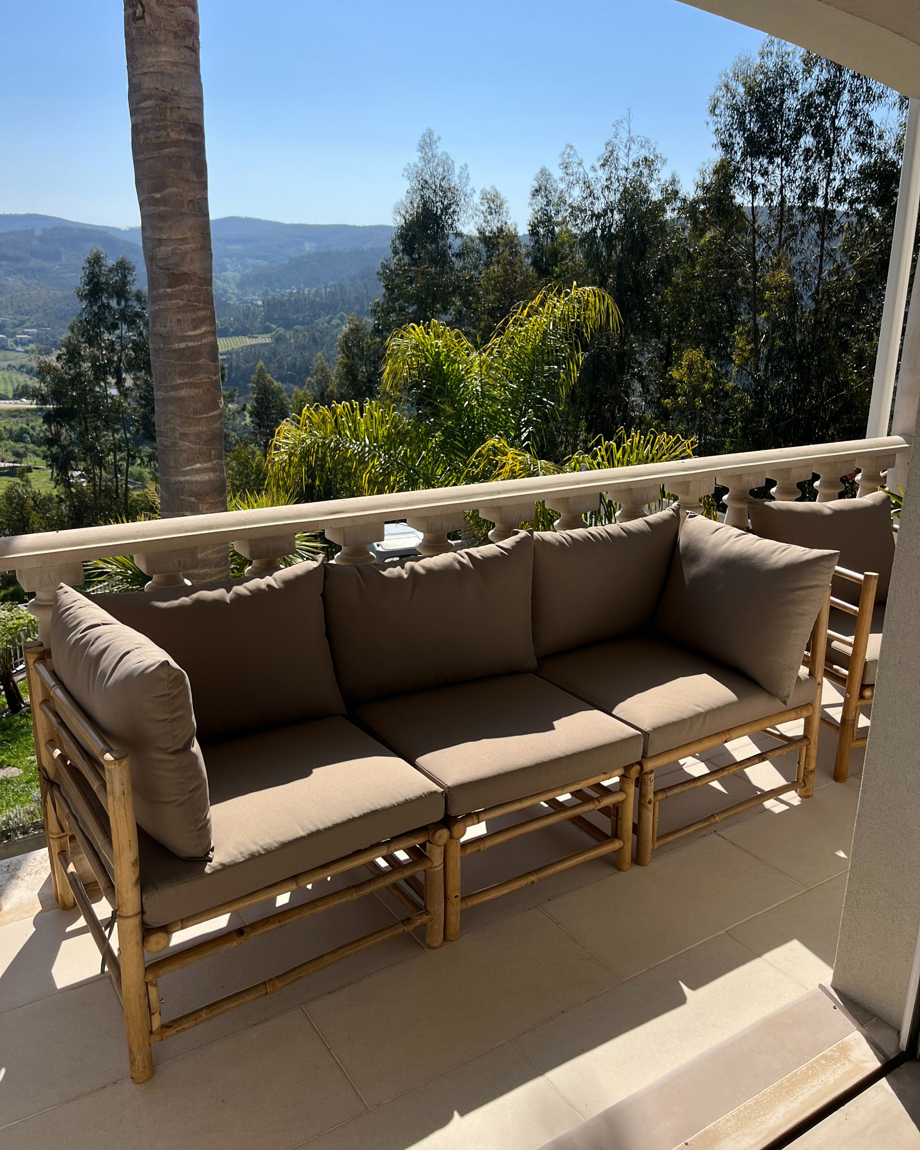 Garden 1-Seat Section CERRETO Bamboo Wood Taupe