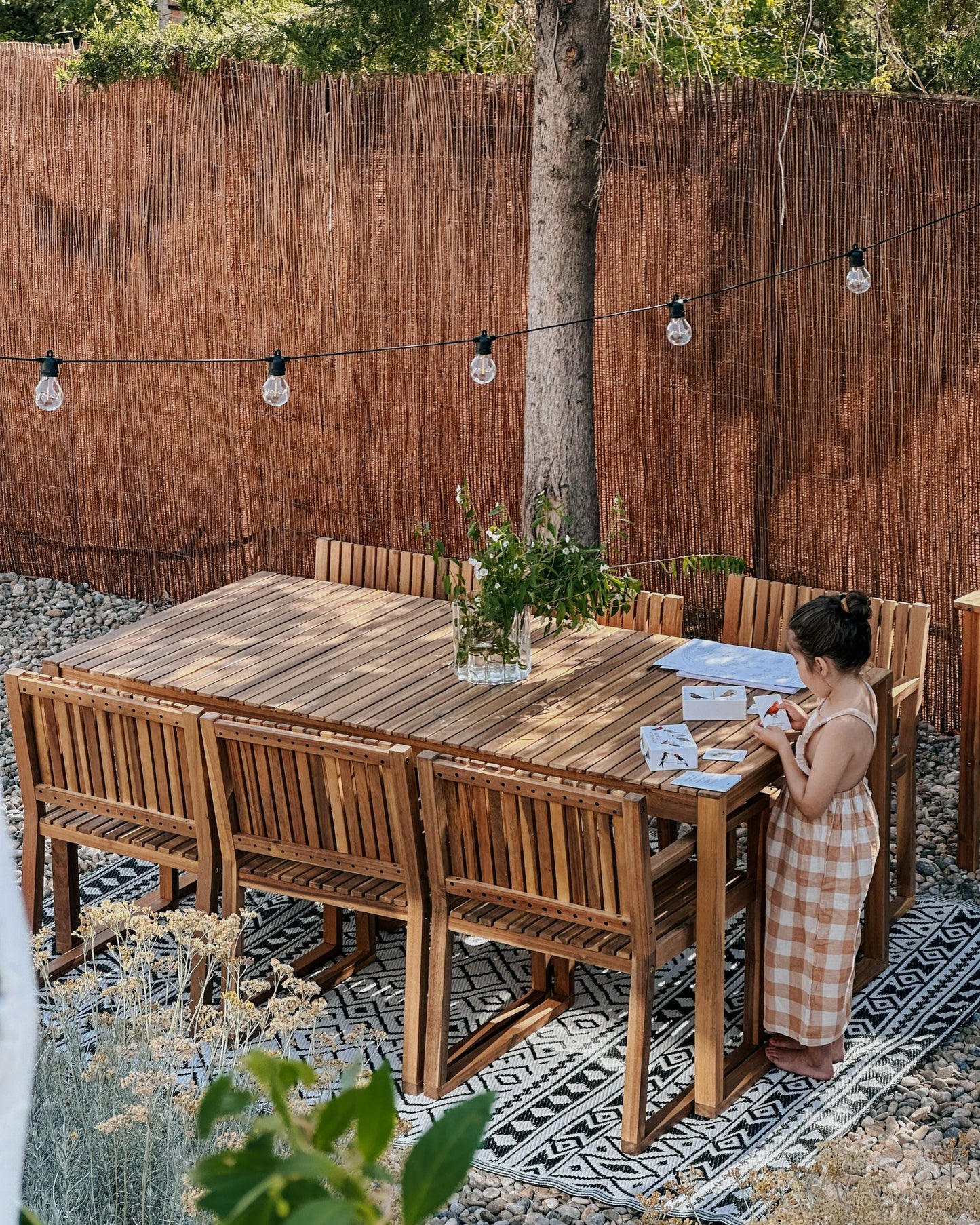 Garden Dining Set with Trolley 8 Seater SASSARI II Certified Acacia Wood Light Brown